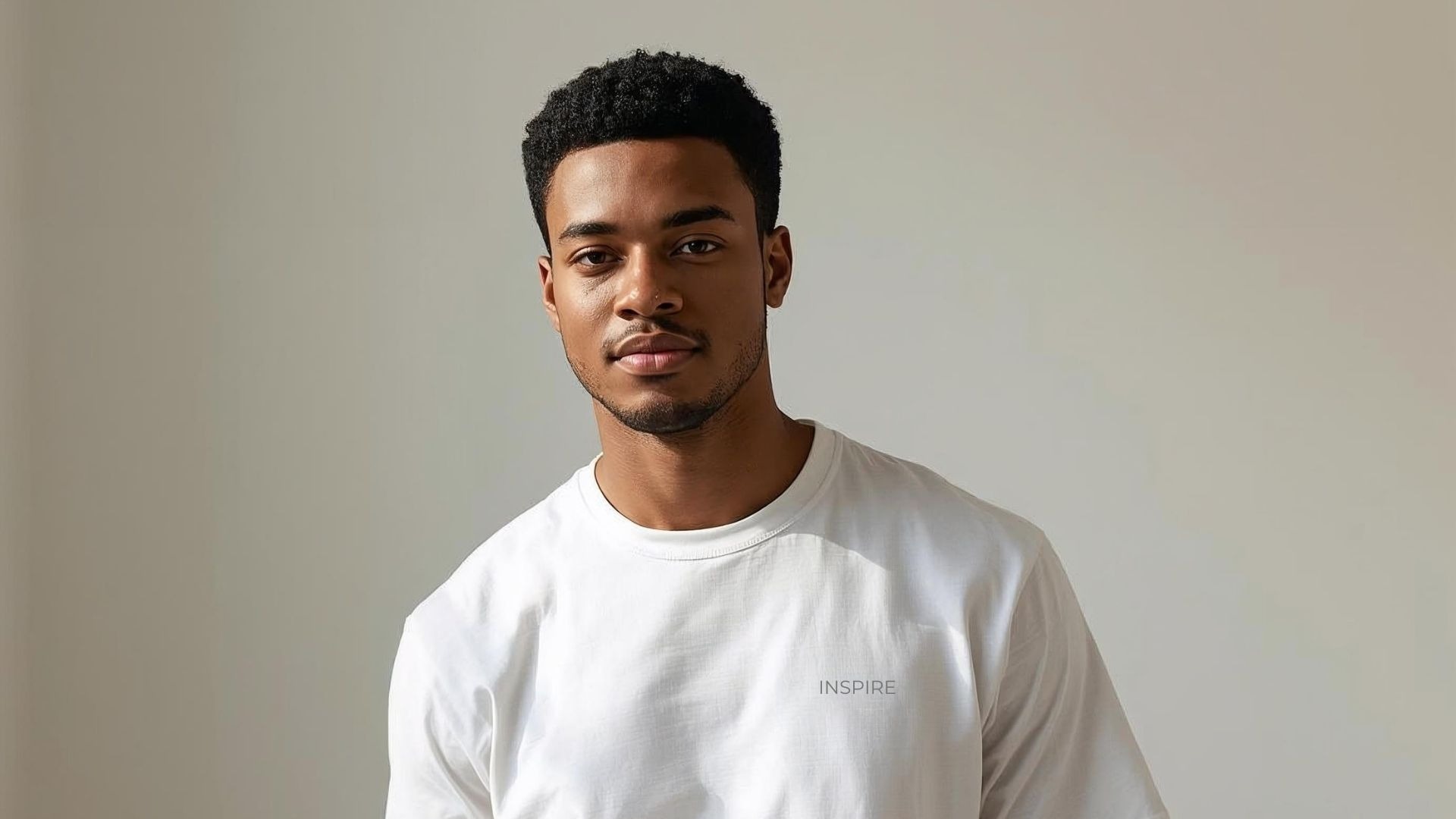 Minimal lifestyle apparel featuring a clean white t-shirt with subtle inspirational text