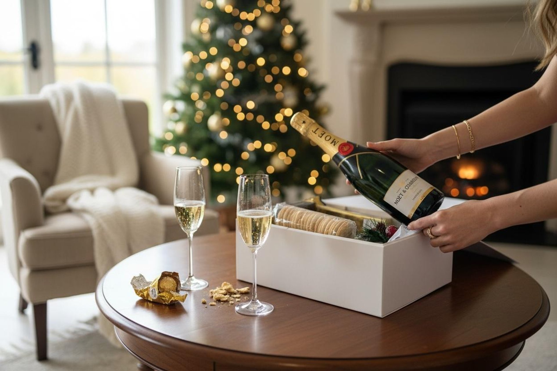 four clear champagne flutes