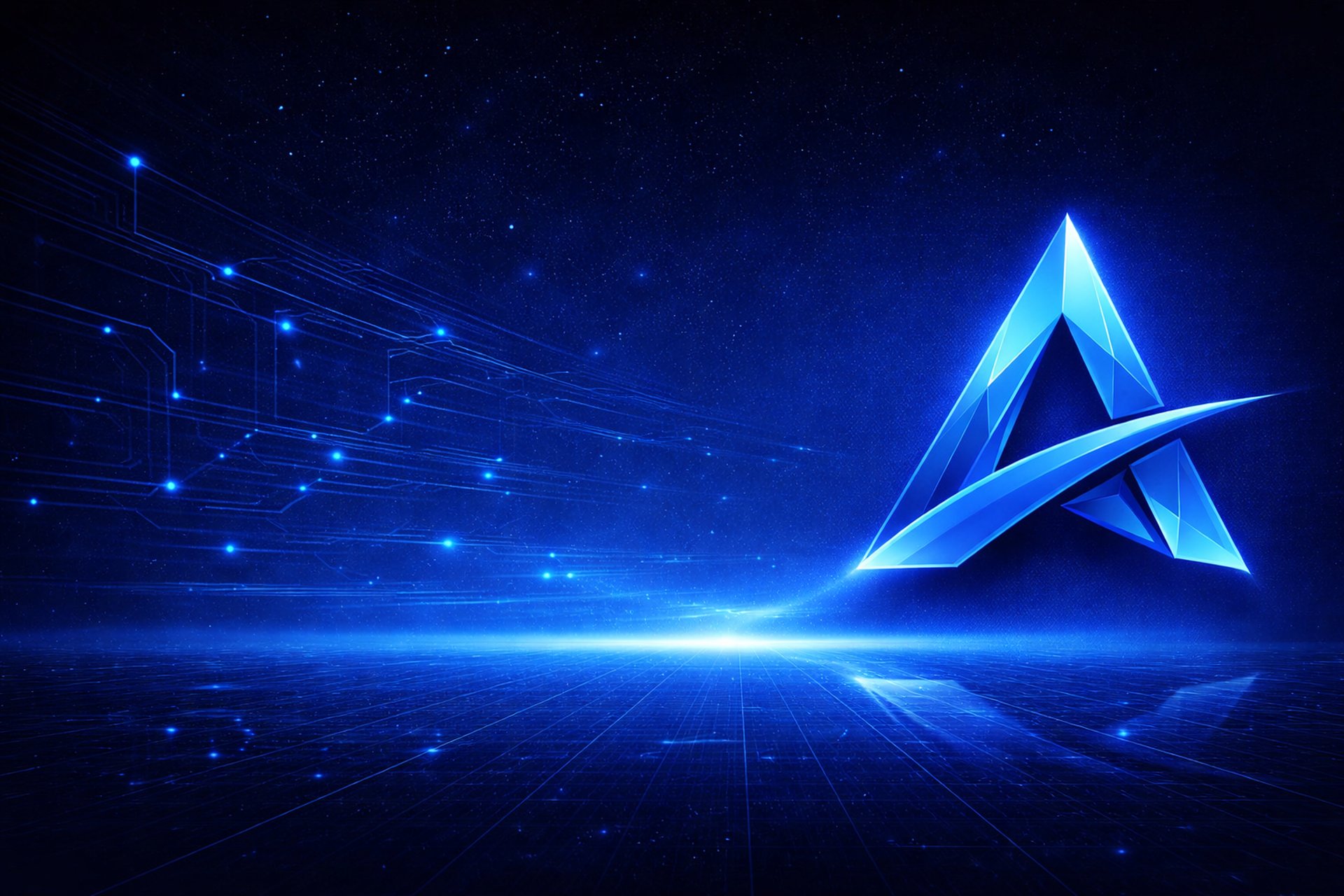 a blue background with lines and dots