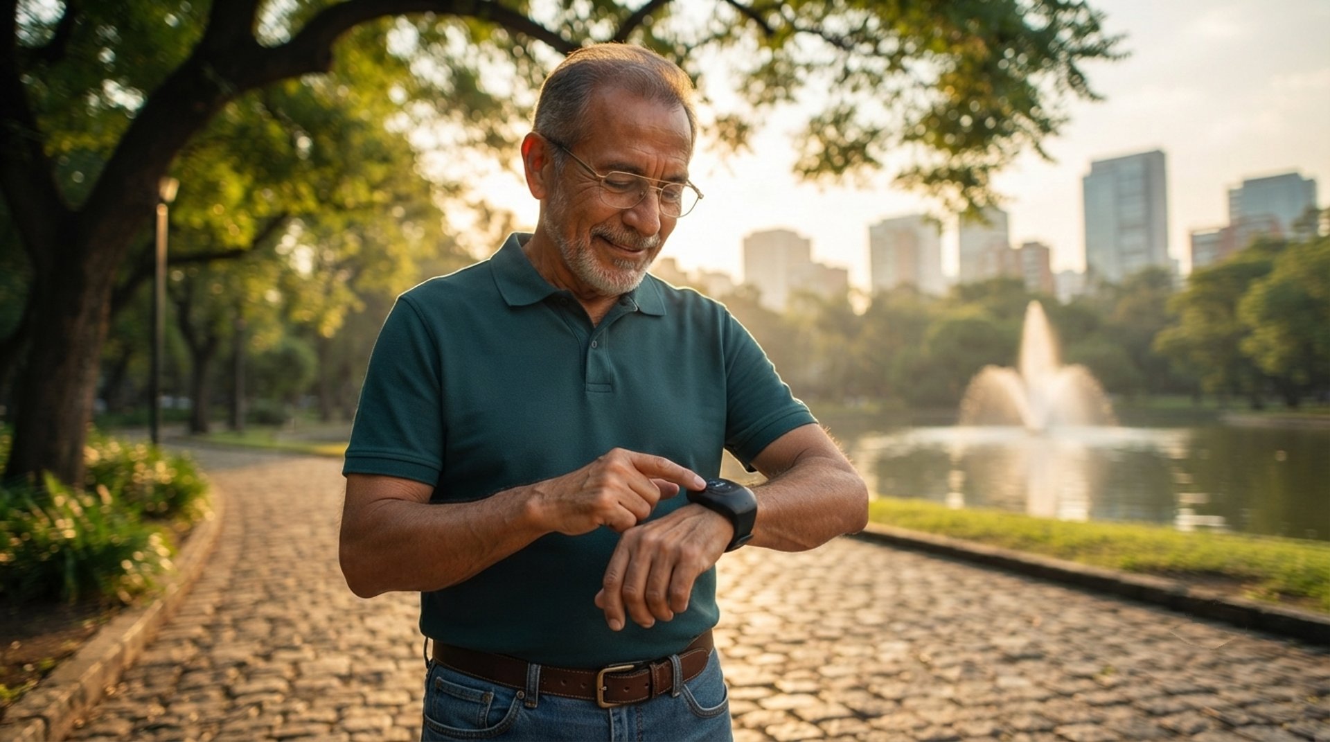 adulto usando pulsera de asistencia