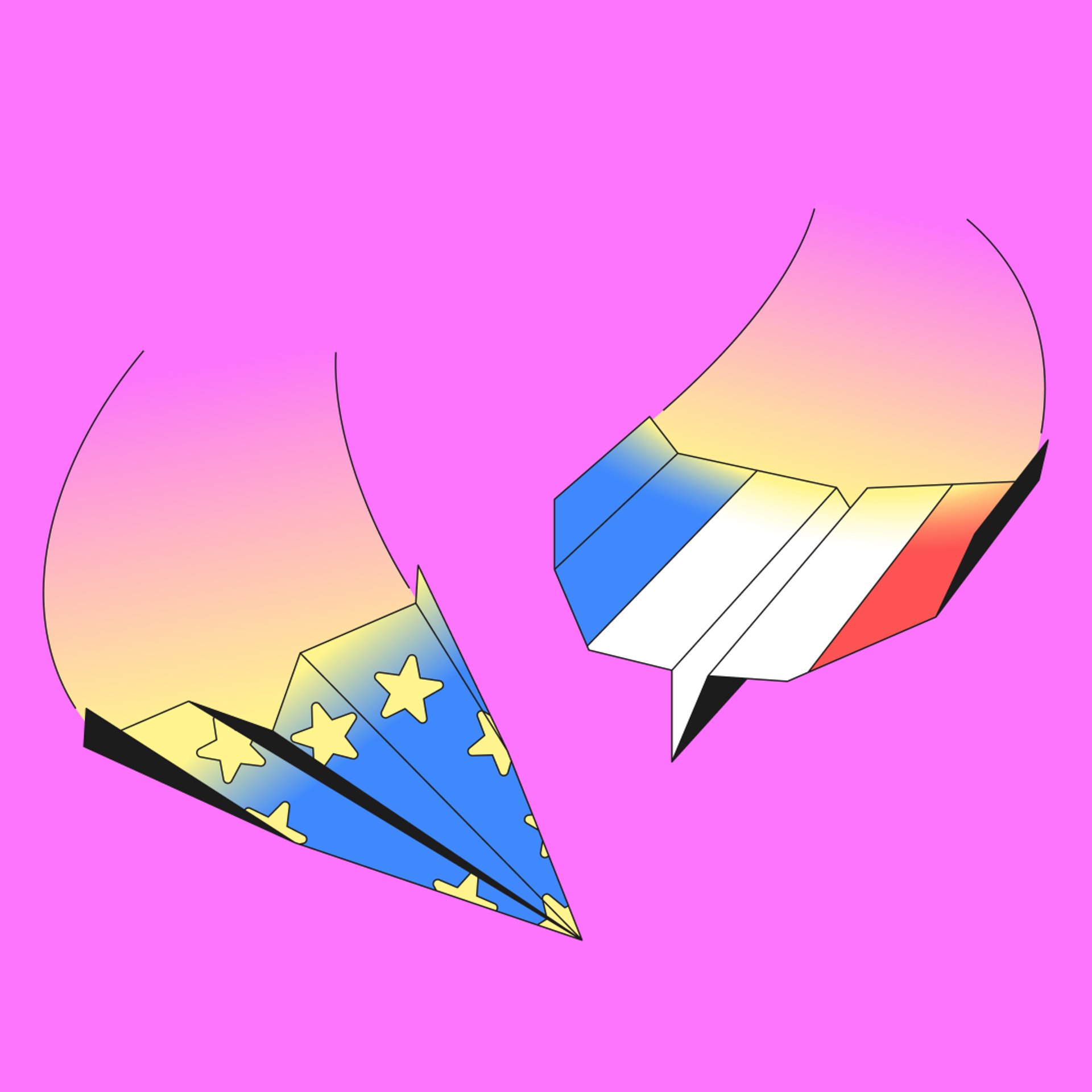 an abstract photo of a curved building with a blue sky in the background