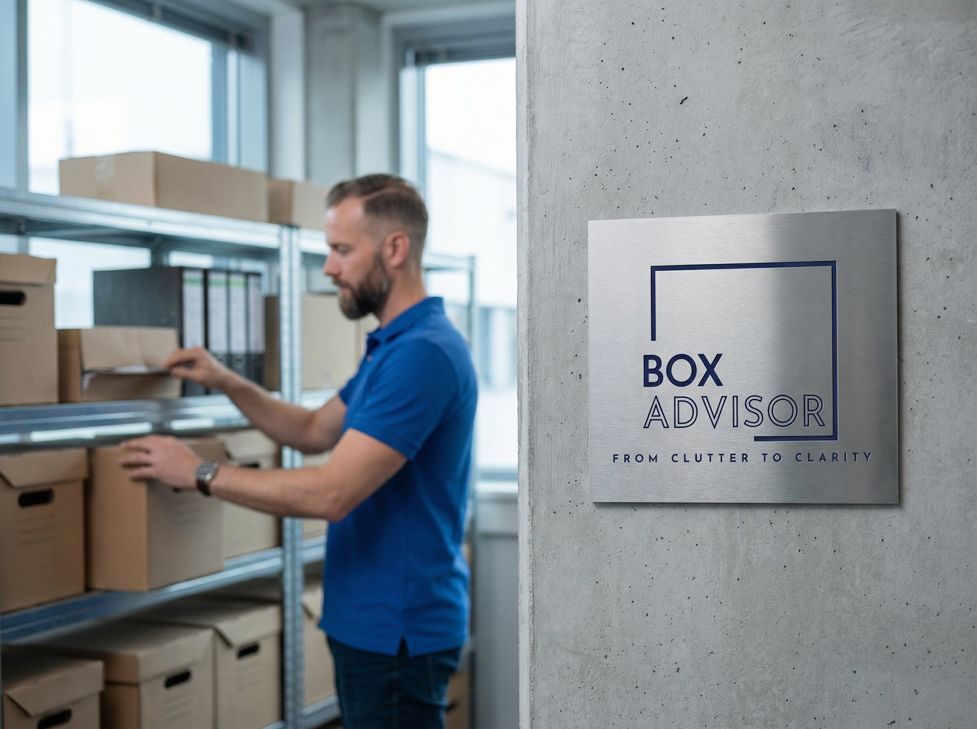 A room filled with many stacked cardboard boxes.