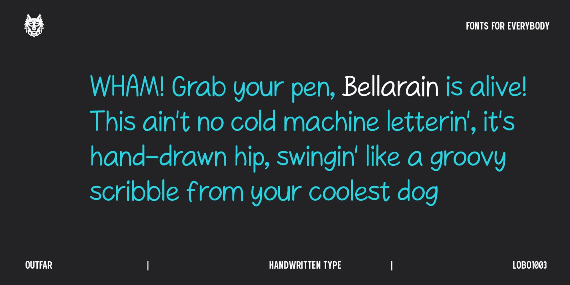 Bellarain handwritten sample of text. Available from Lobotype.