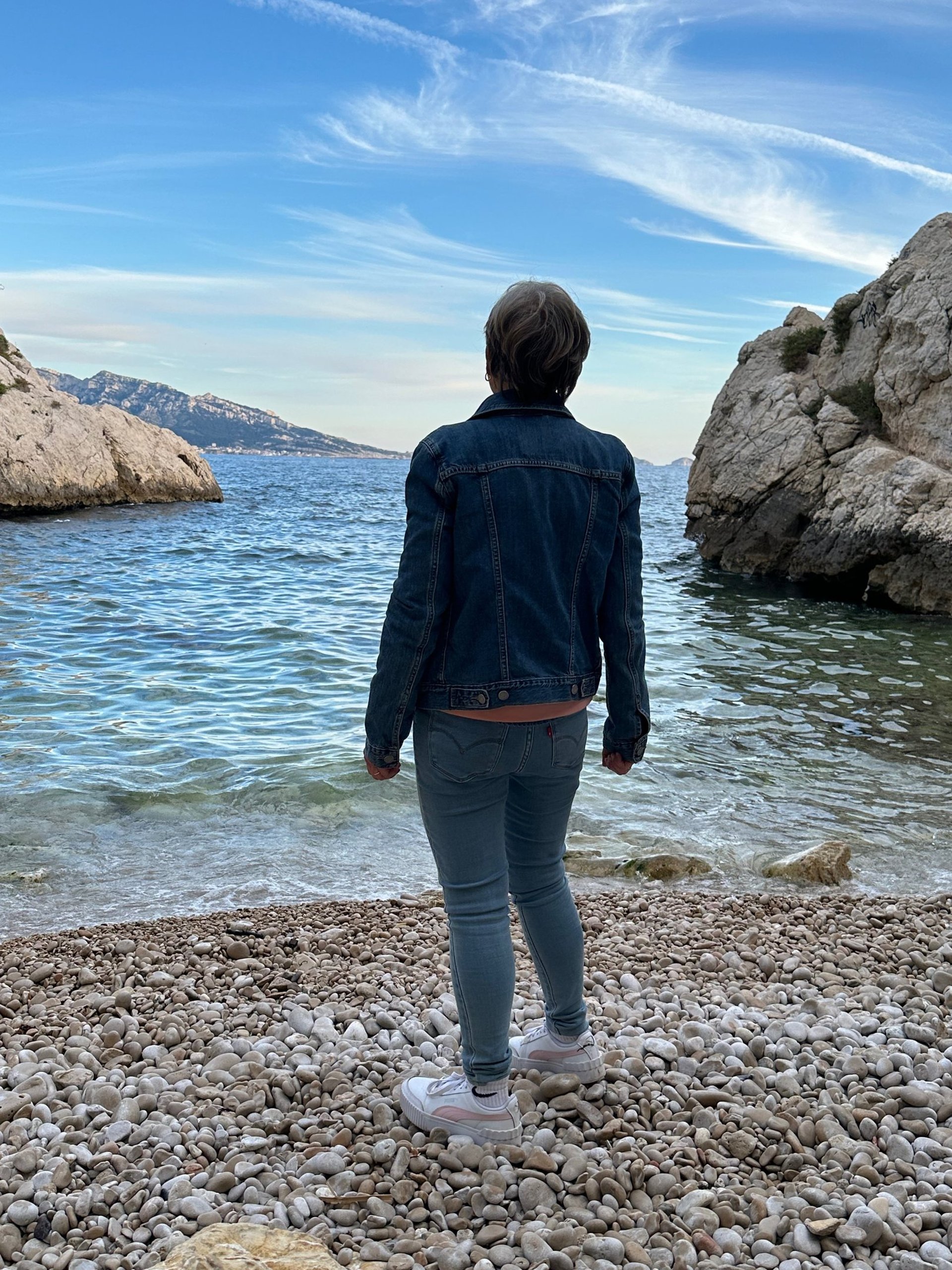 a blue plate topped with a piece of bread covered in veggies