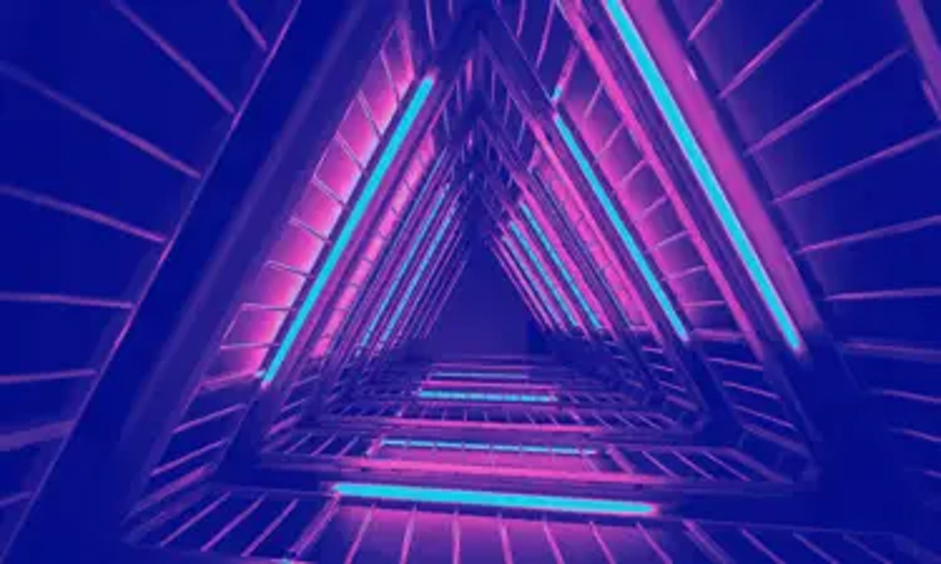 neon blue and pink lighted a stairway image from top angle