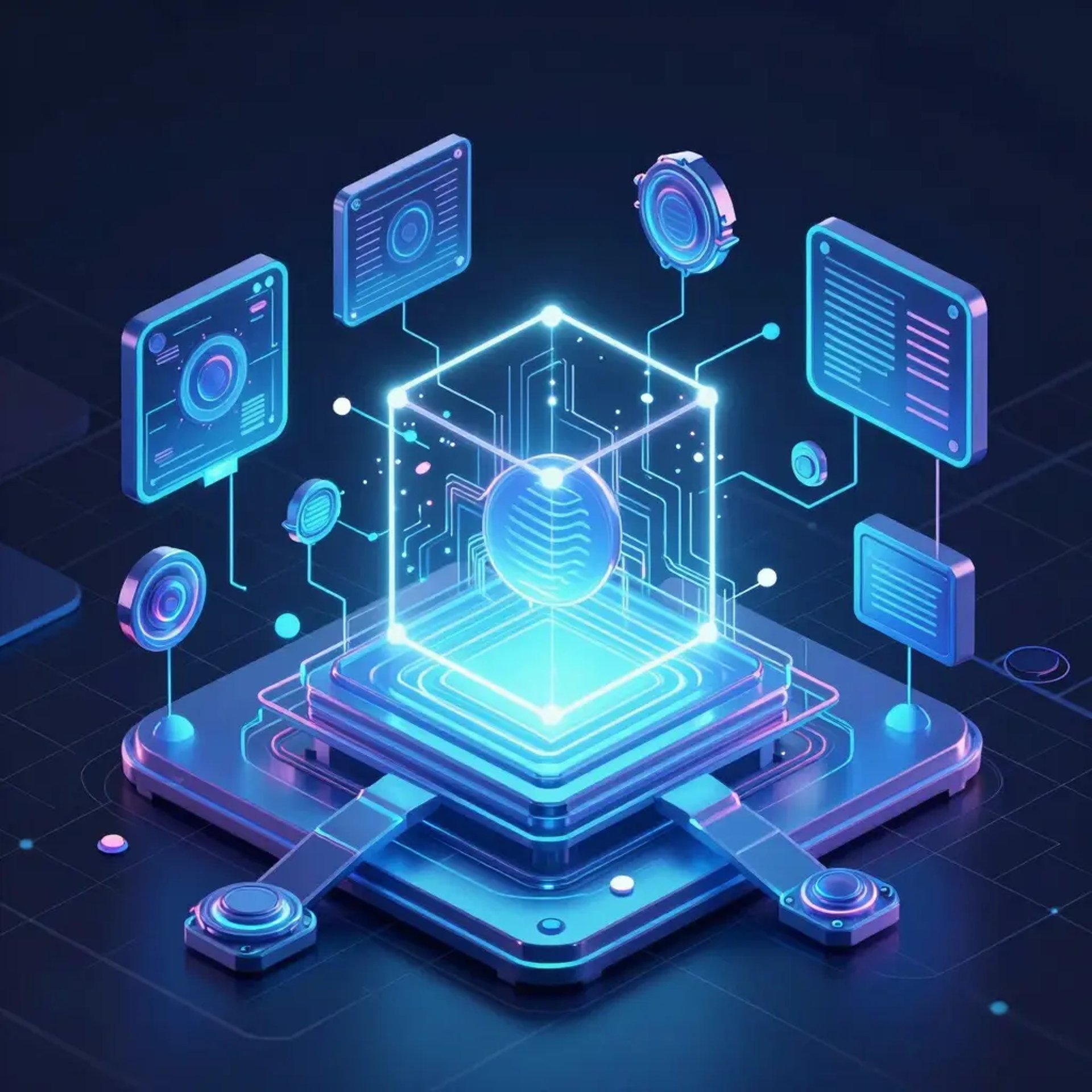 A futiristic Ai Automation interlinking image concept for server