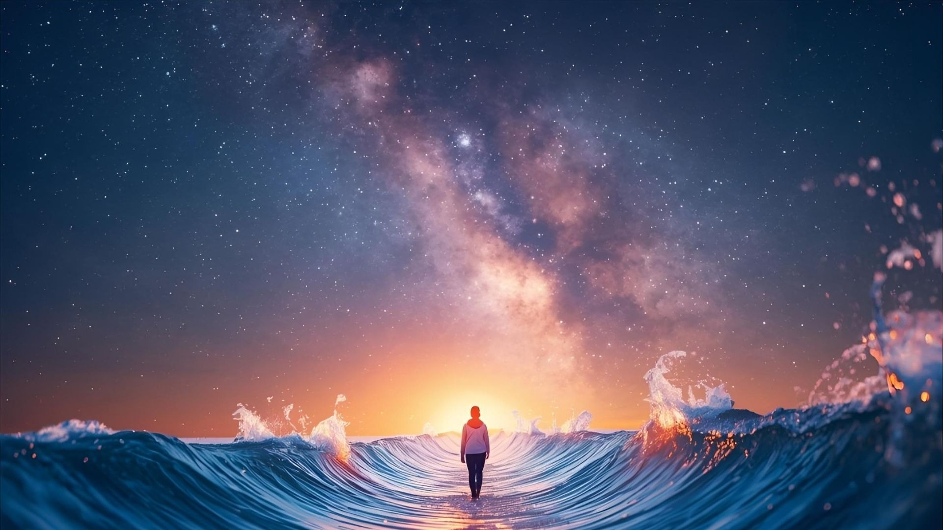 an abstract photo of a curved building with a blue sky in the background