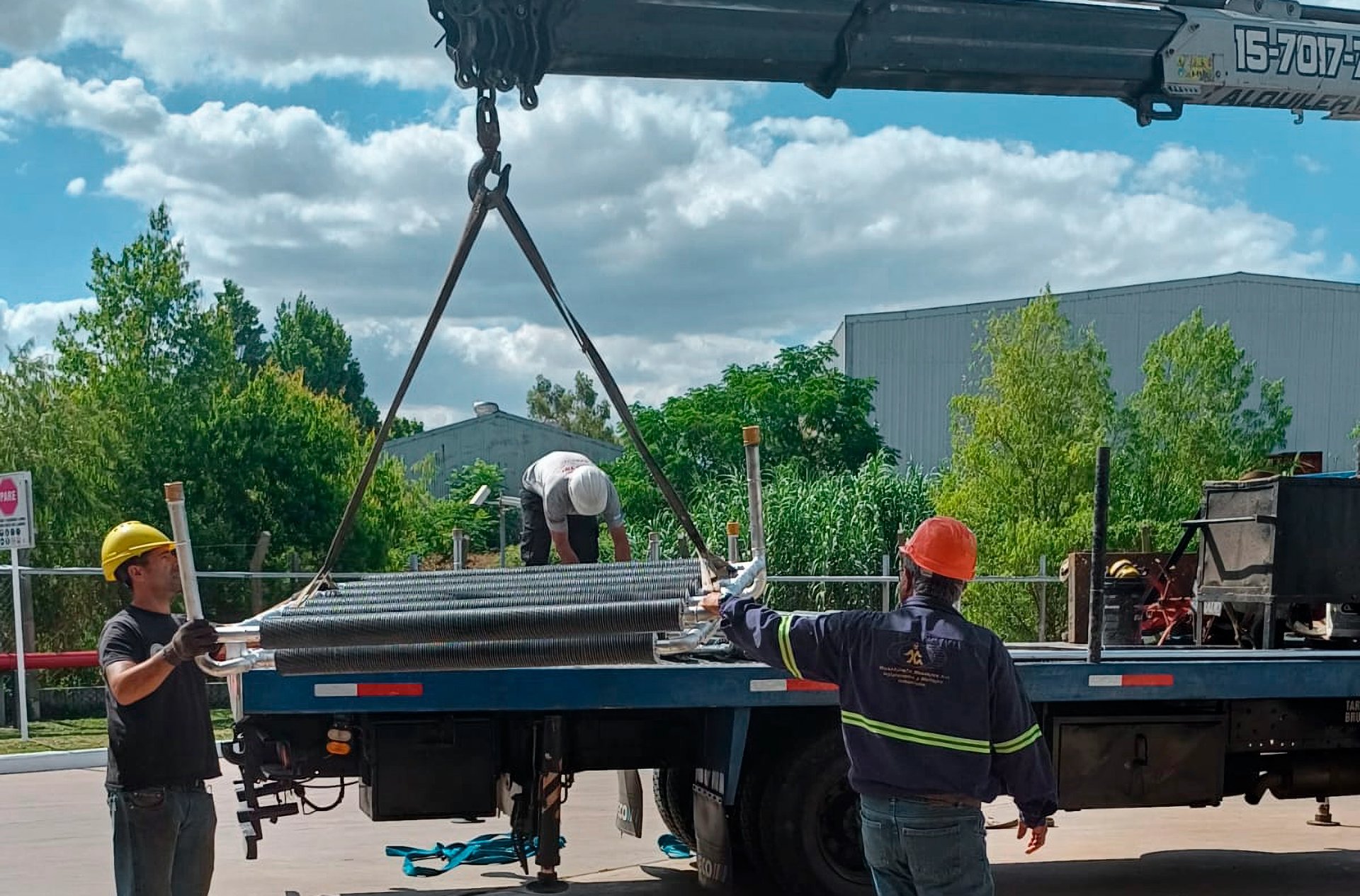 a person standing on a crane