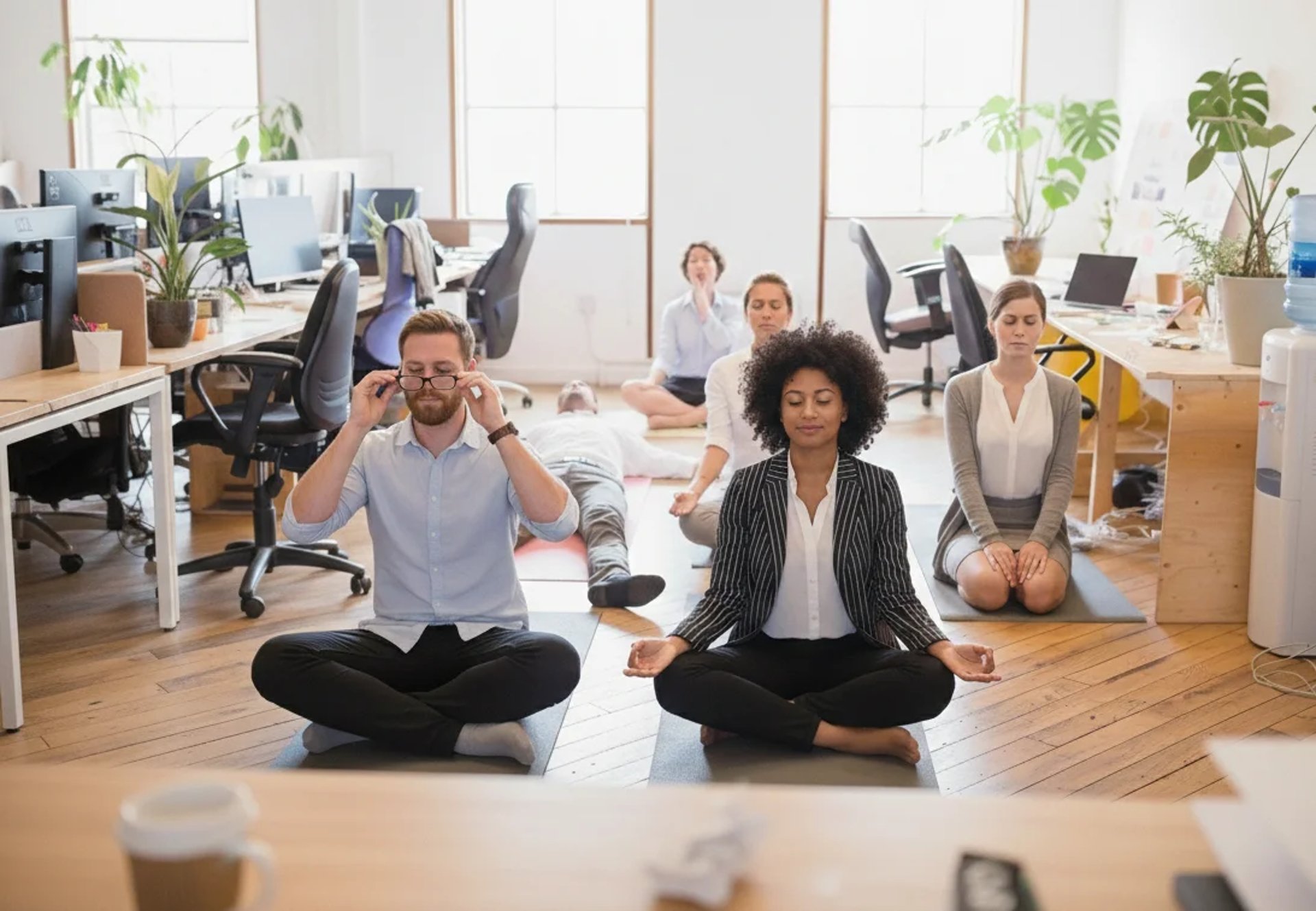 a group of people sitting in a circle in a room