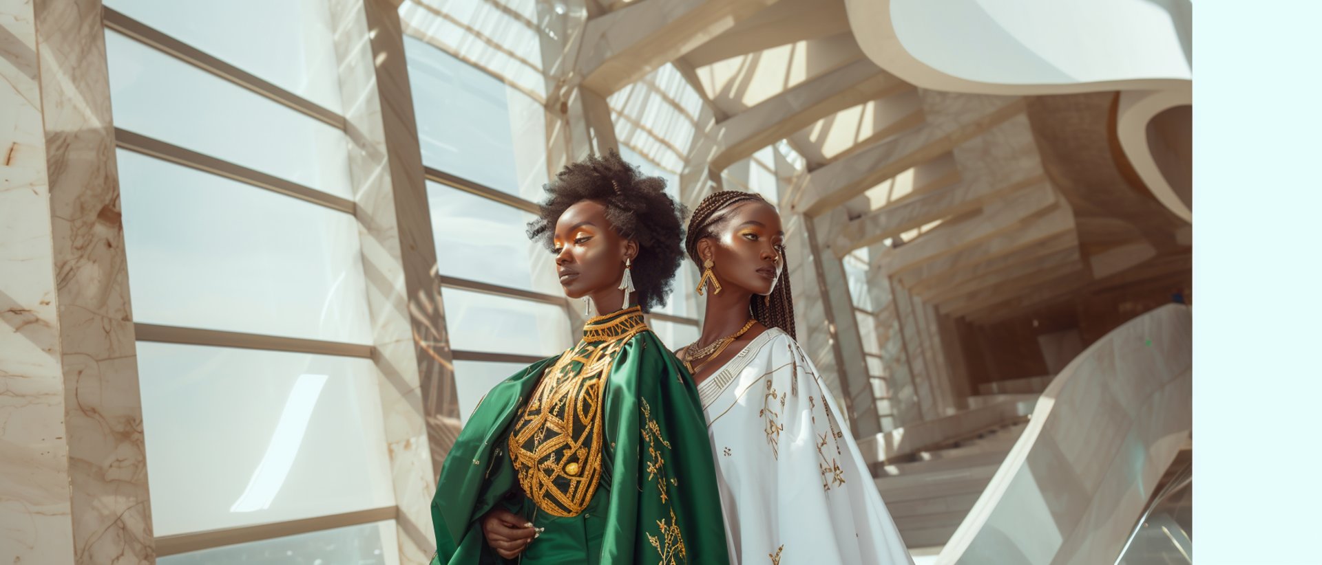 an abstract photo of a curved building with a blue sky in the background