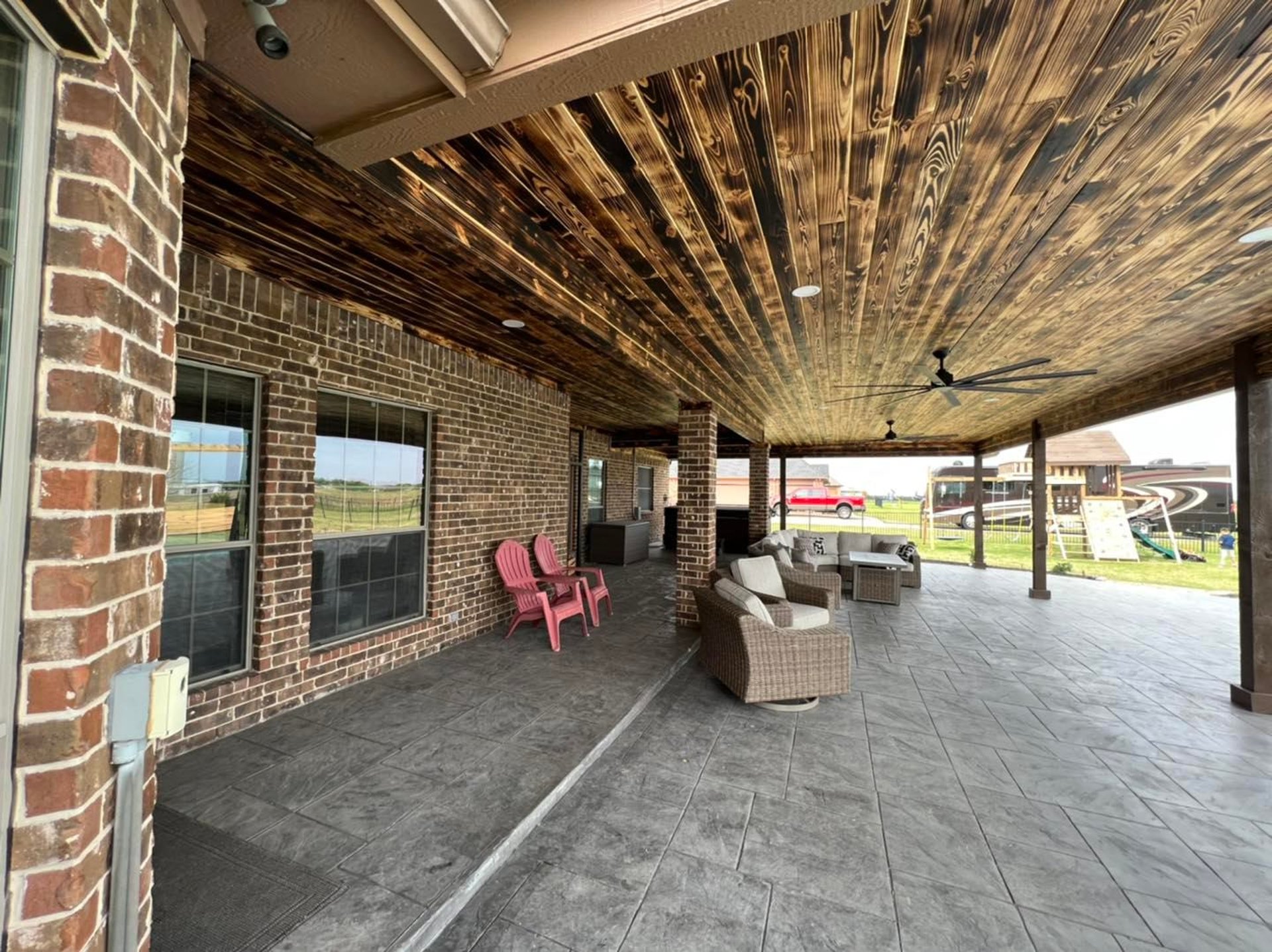 Dark Wood Patio Ceiling