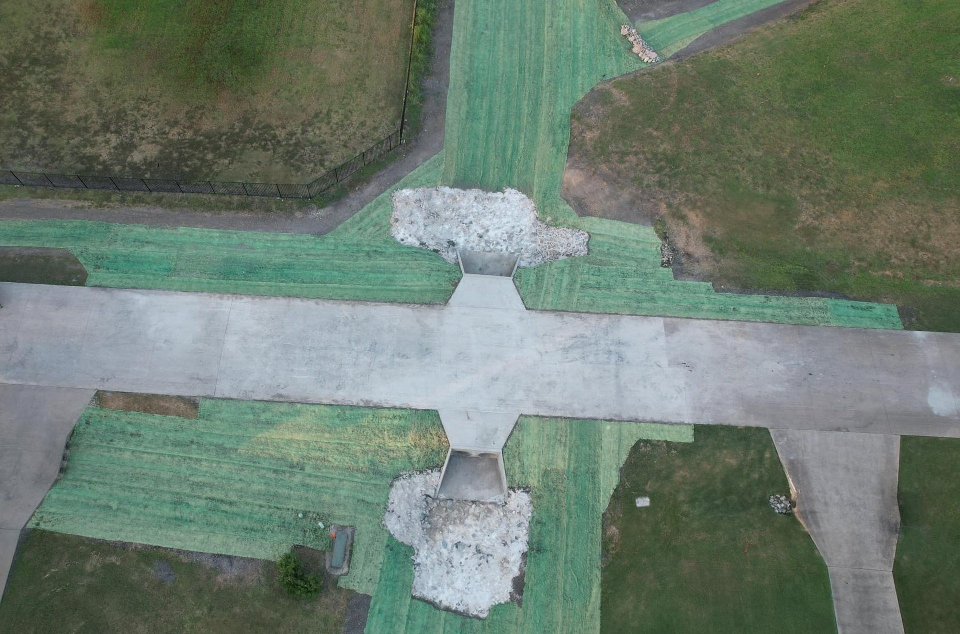 Concrete Road with Culvert in an Aerial View