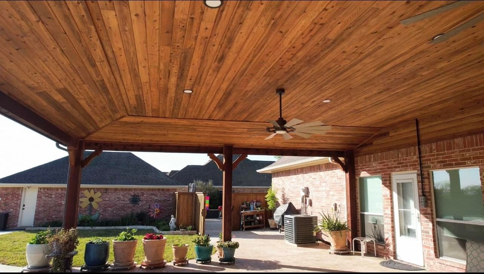 Wood Patio with Ceiling and Light