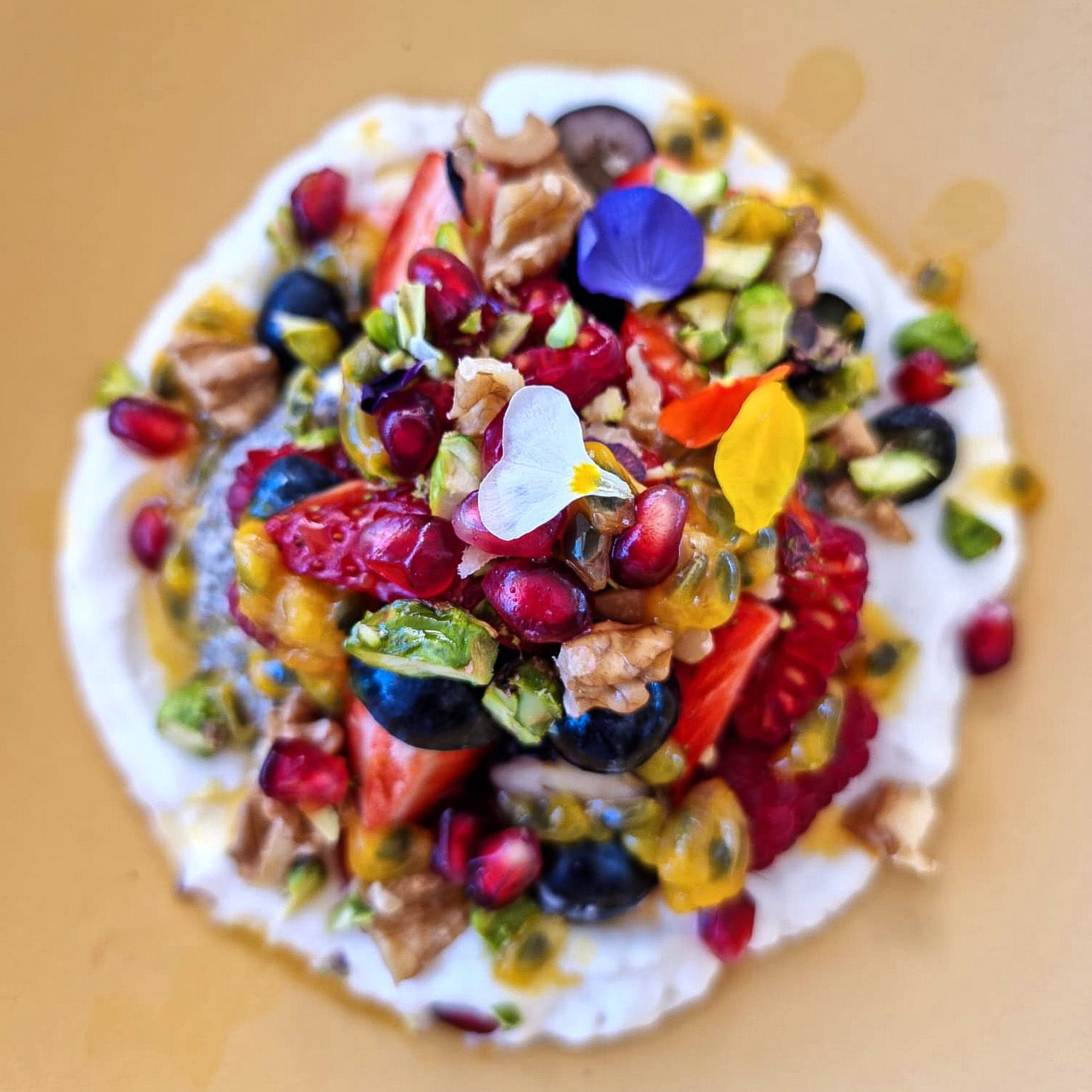 top view salad with guacamole
