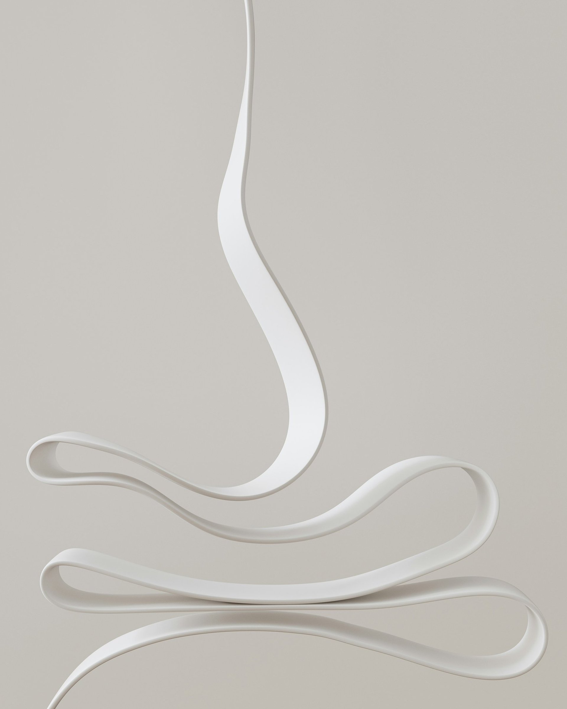 A white sculpture is shown against a white background
