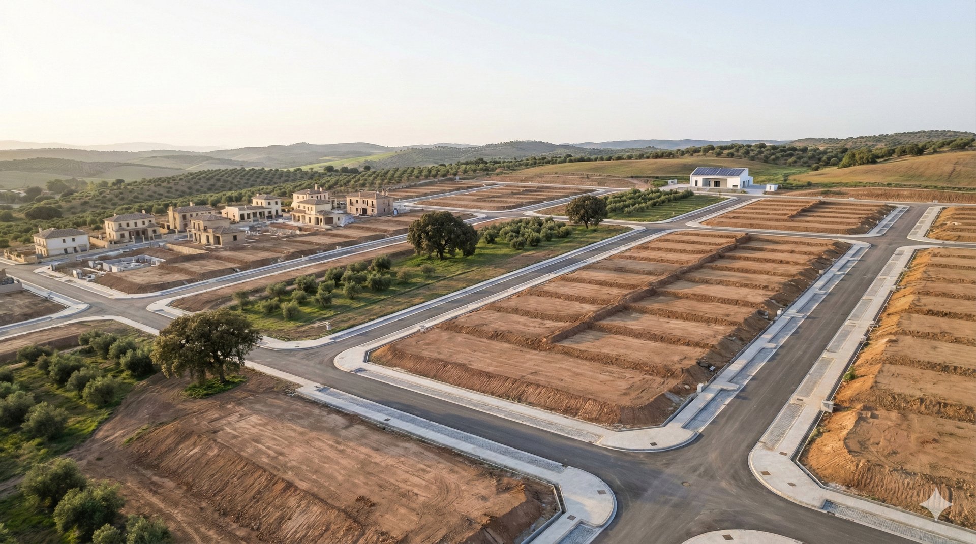 Obra civil en ejecución en Andalucía con planificación y control técnico.