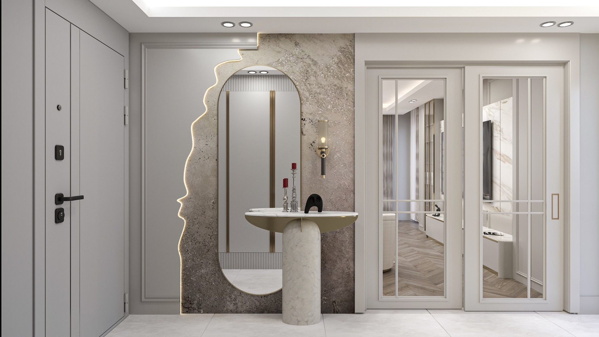 Konut M Antalya giriş alanı iç mimari tasarımı-La Féra Interior Design