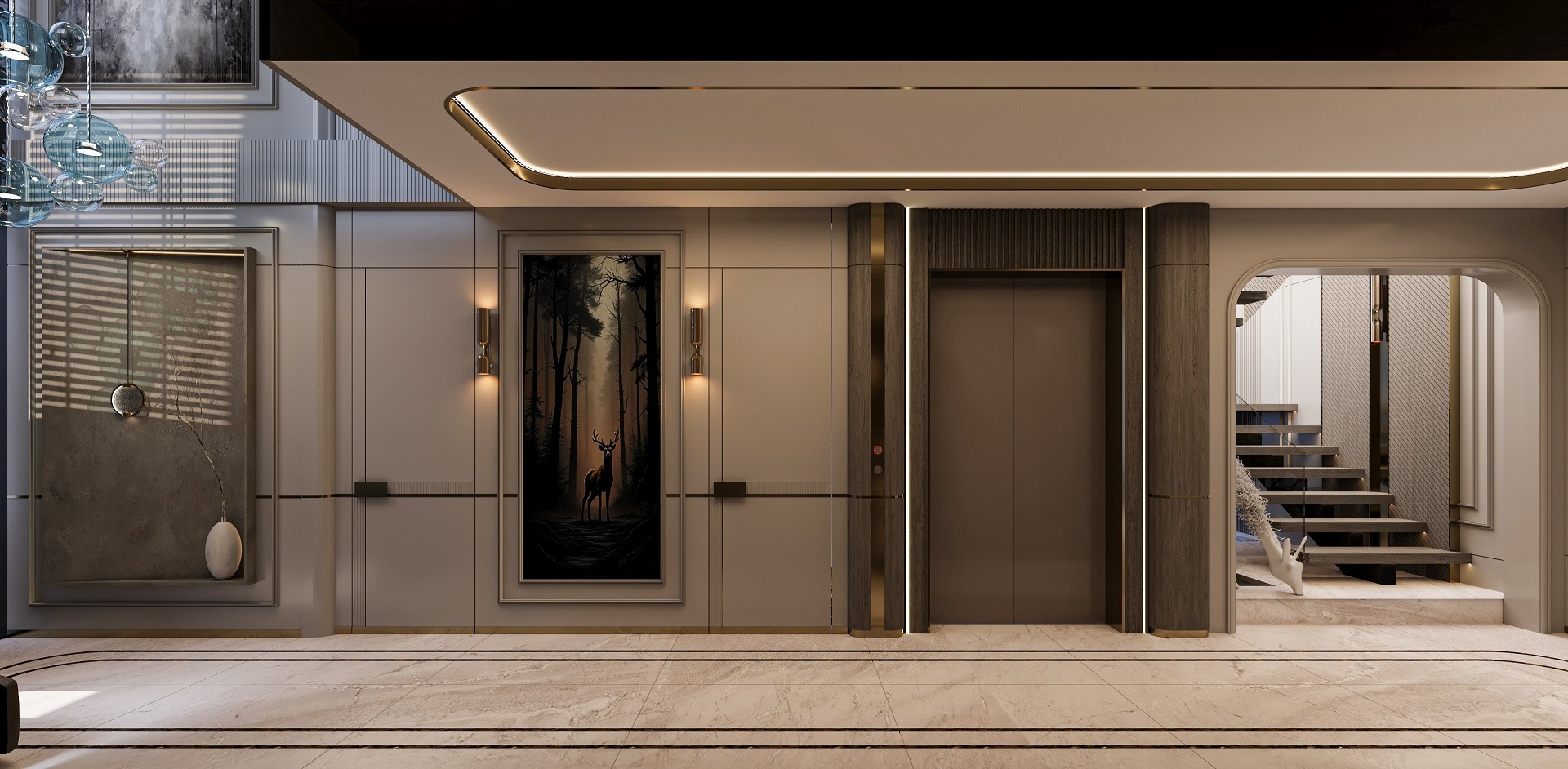 Villa E. Antalya koridor iç mimari tasarım-La Féra Interior Design