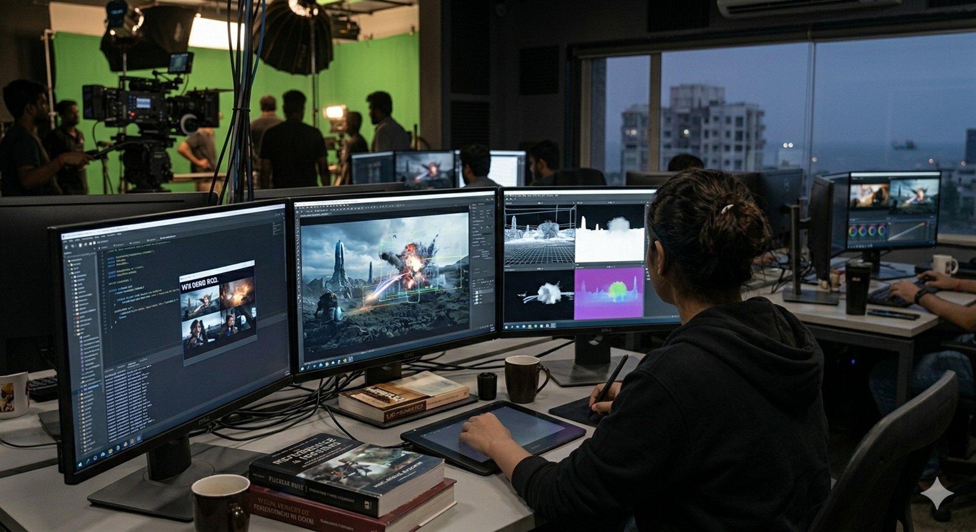 an abstract photo of a curved building with a blue sky in the background