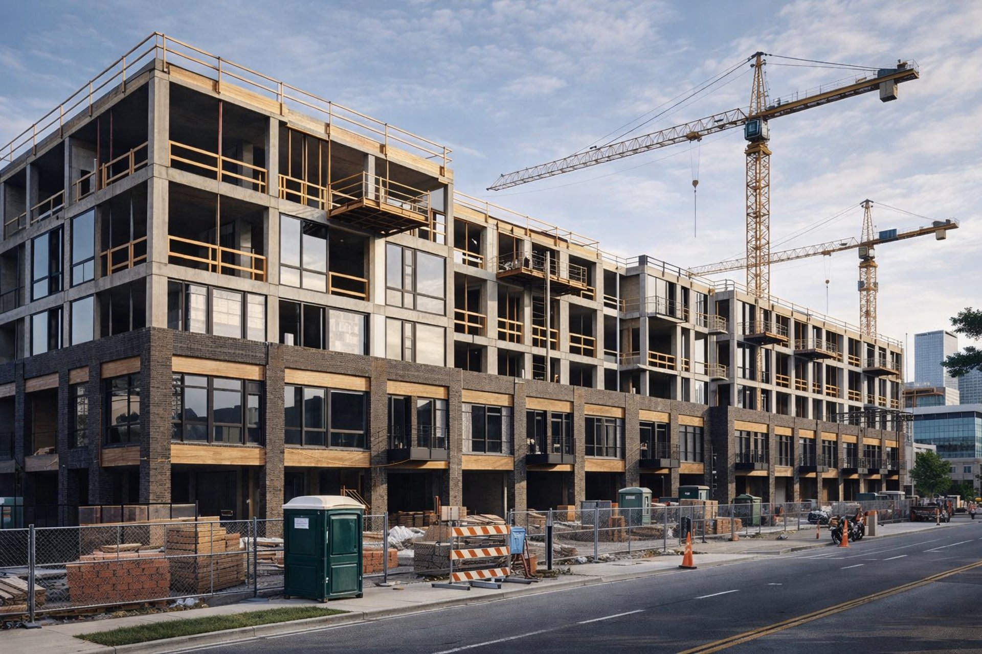 an abstract photo of a curved building with a blue sky in the background