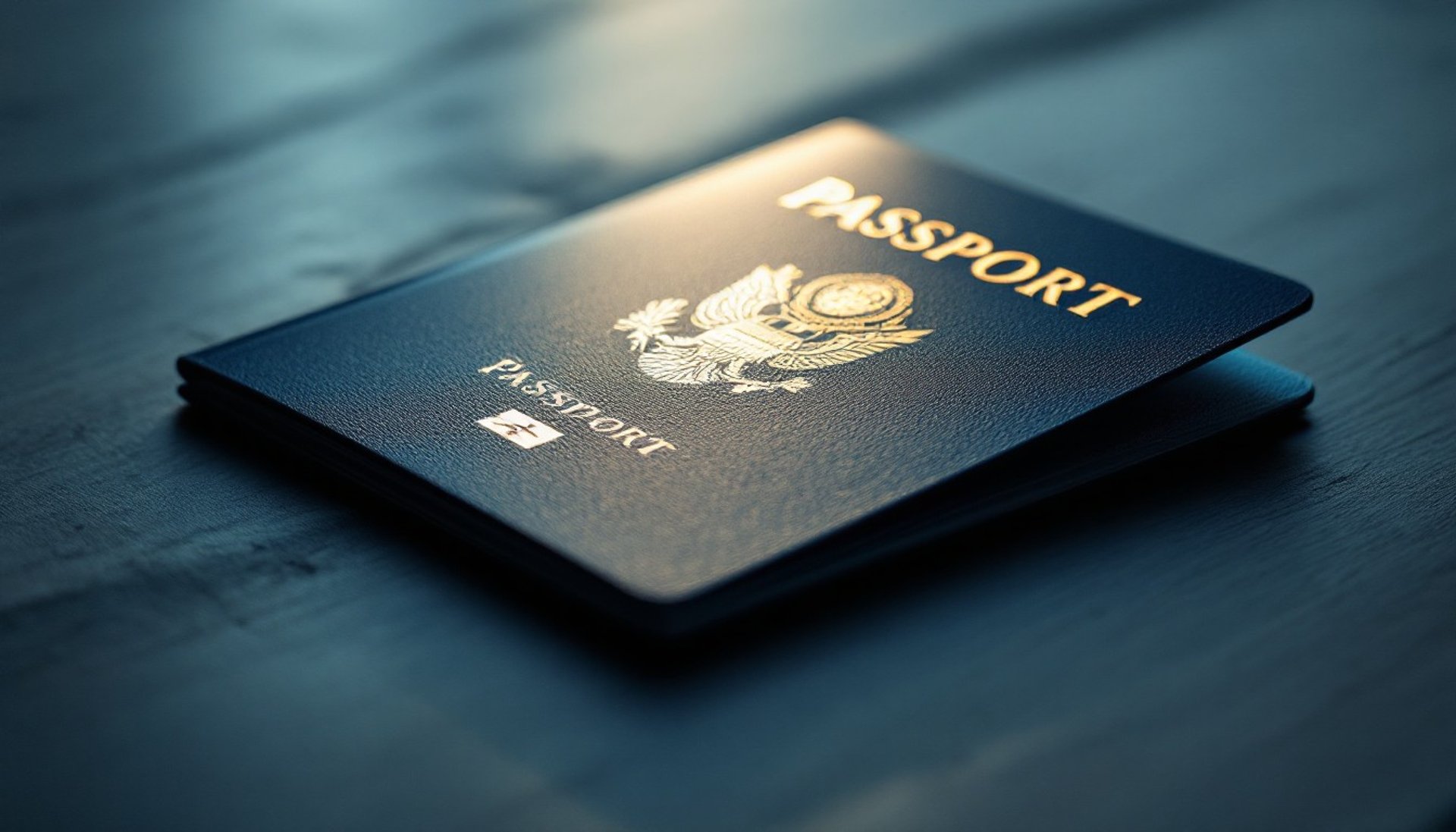 passport booklet on top of white paper