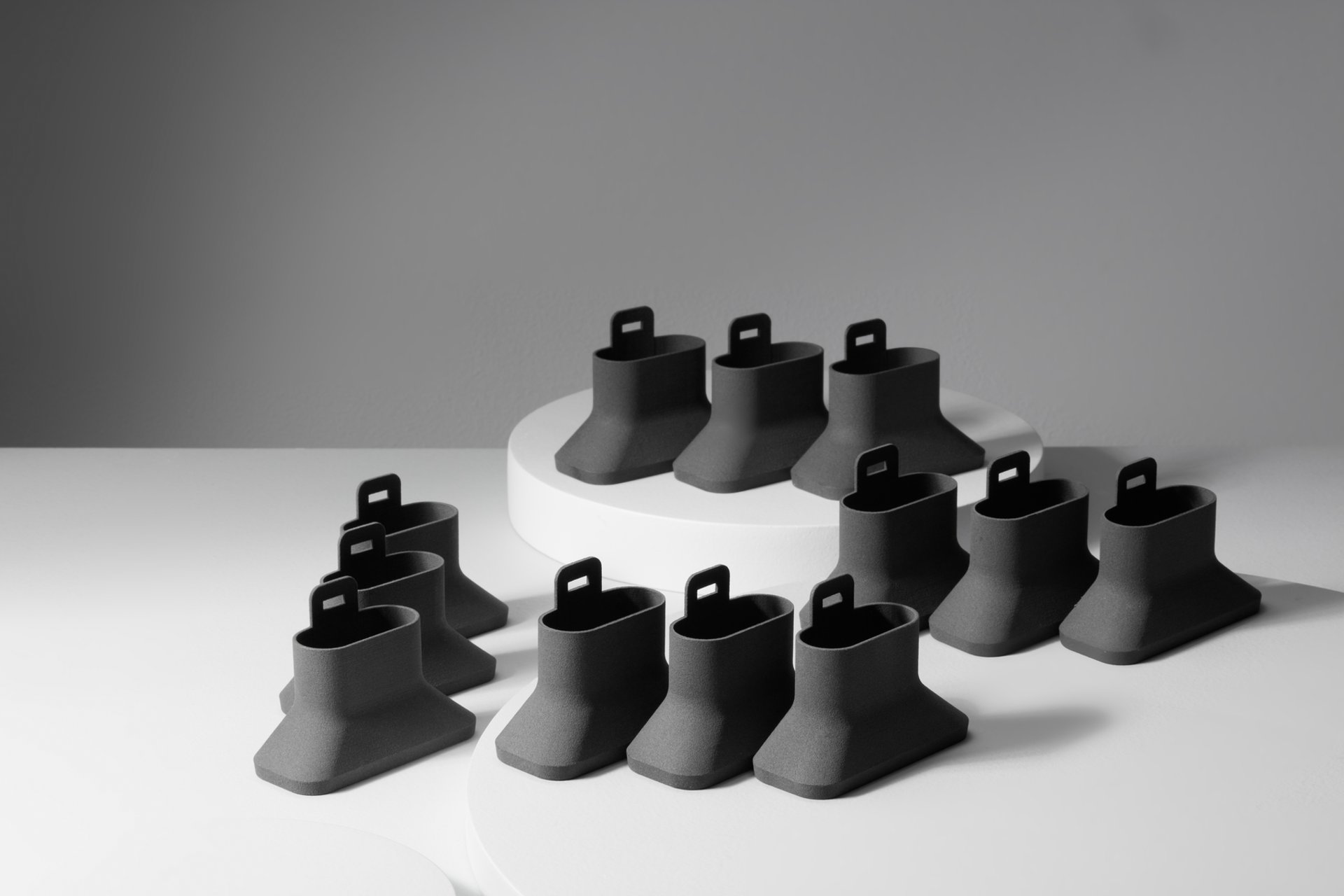 an abstract photo of a curved building with a blue sky in the background