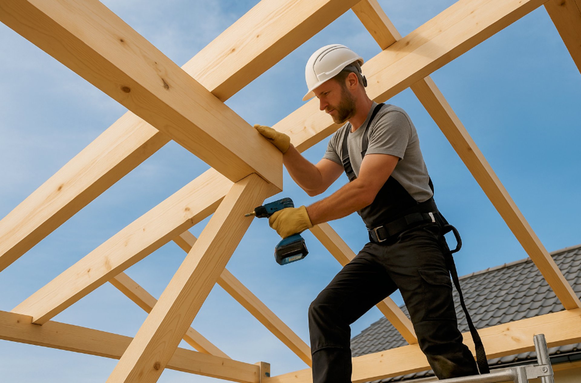 an abstract photo of a curved building with a blue sky in the background