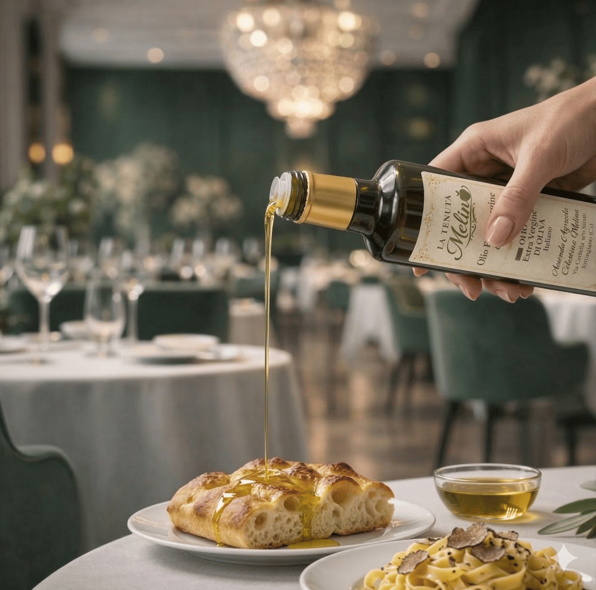 Green olives growing on a tree branch