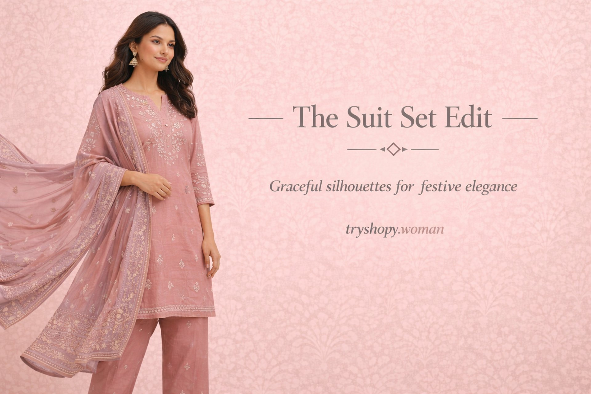 Women’s ethnic suit sets with dupatta by Tryshopy for festive elegance