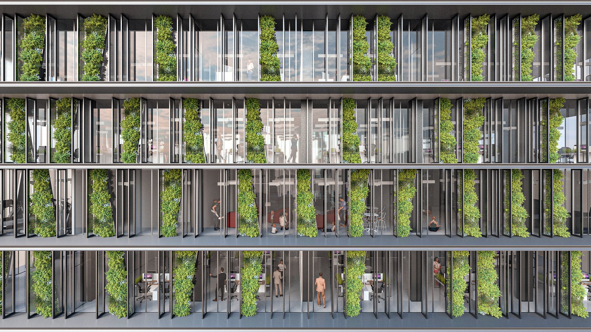 an abstract photo of a curved building with a blue sky in the background