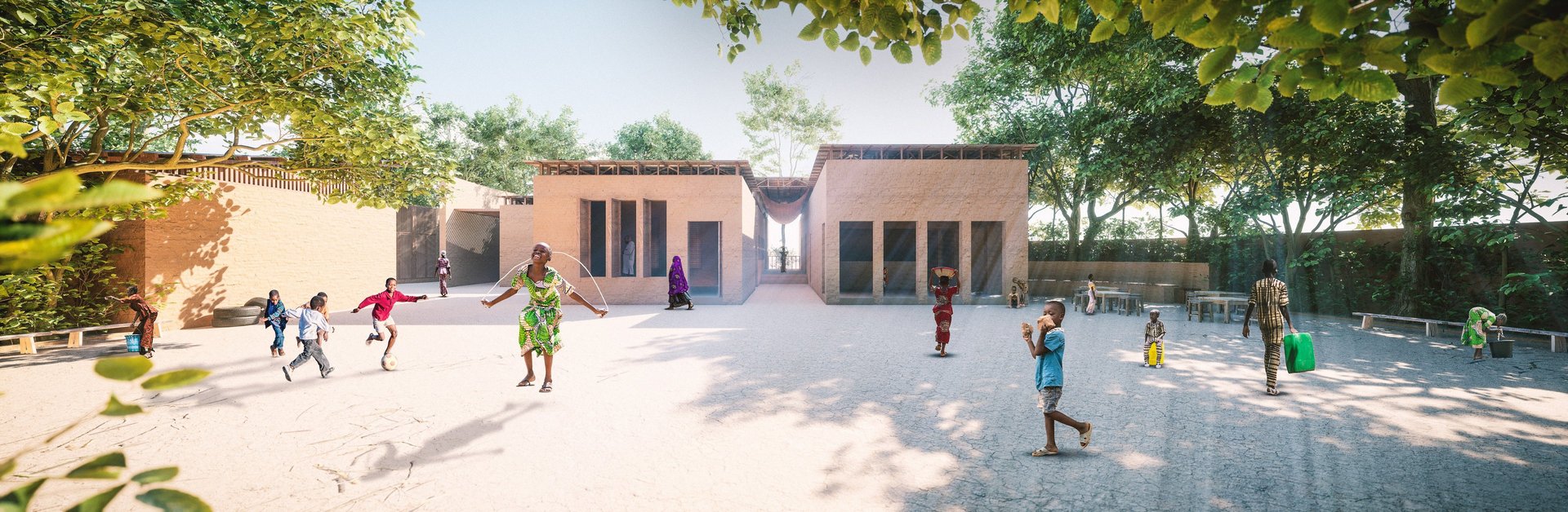 an abstract photo of a curved building with a blue sky in the background