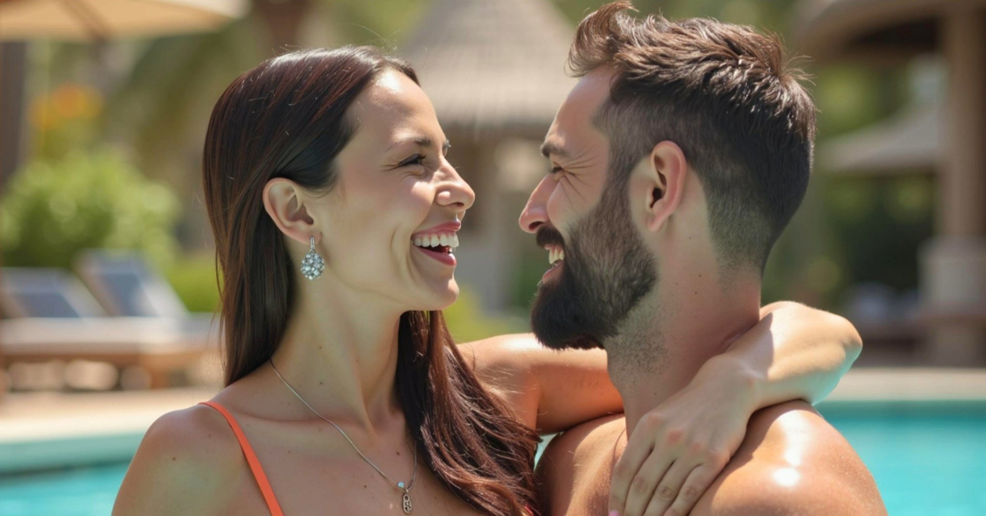 Woman kneeling on beach in bikini