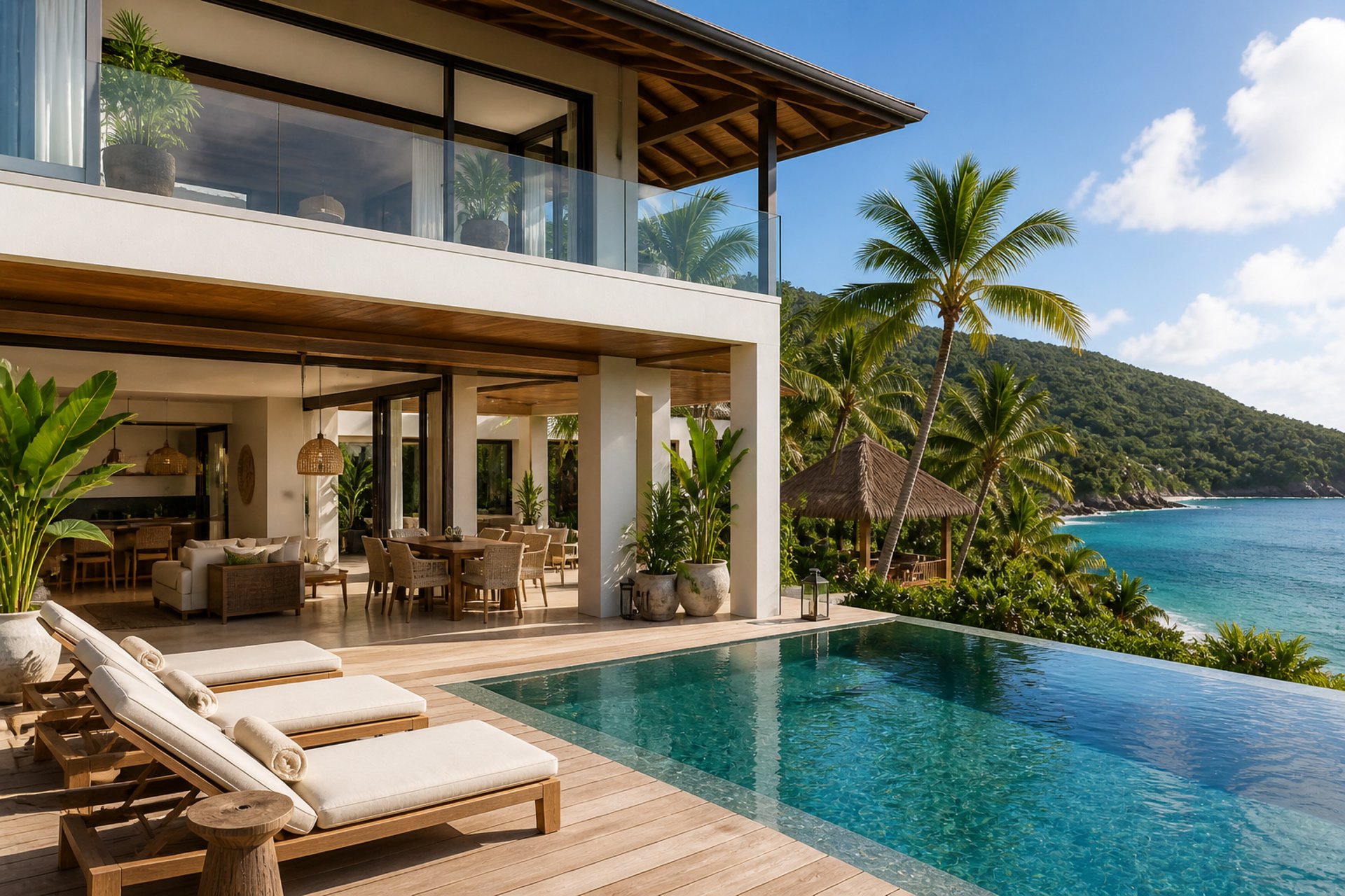 white wooden table and chairs near body of water during daytime