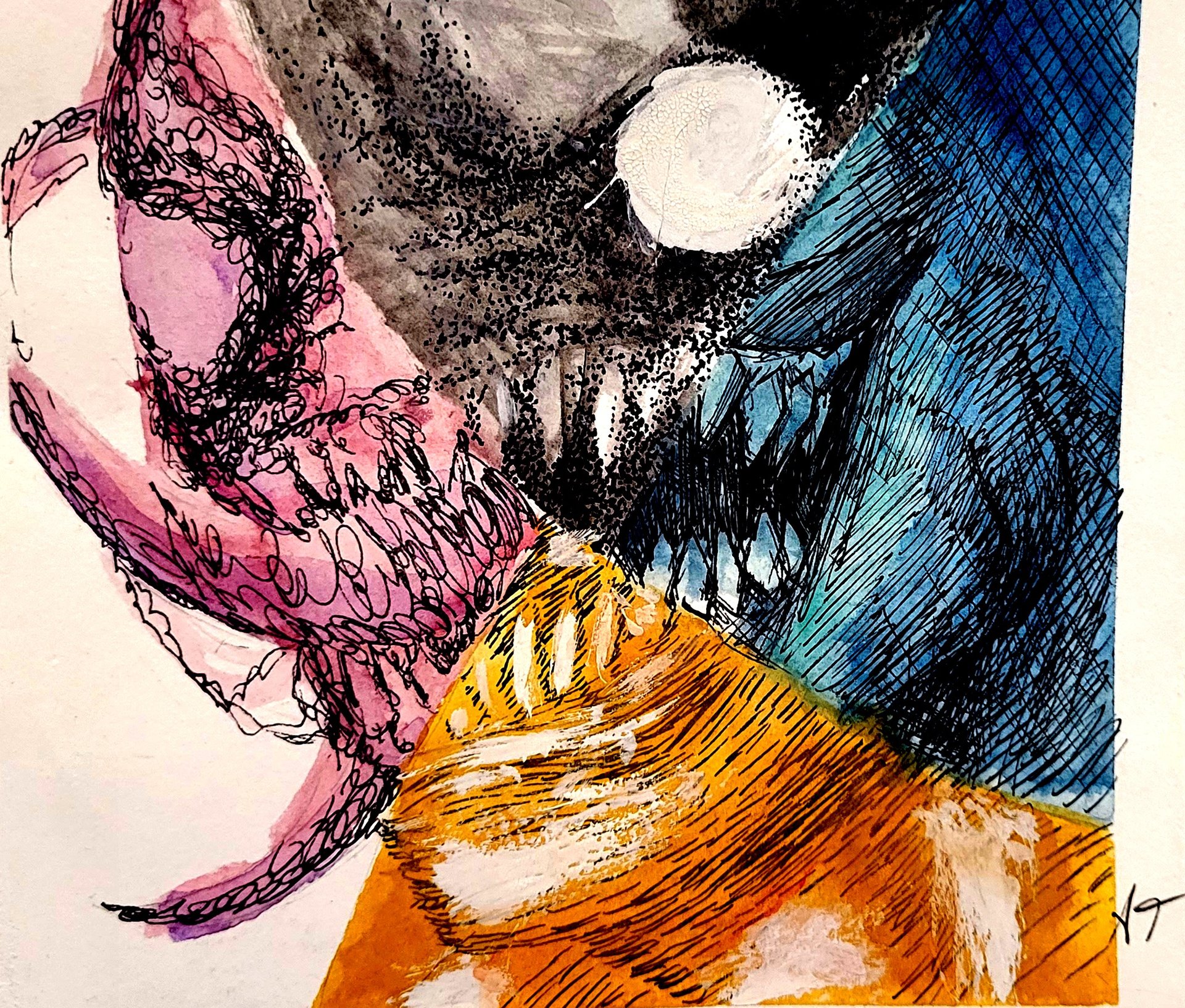 an abstract photo of a curved building with a blue sky in the background