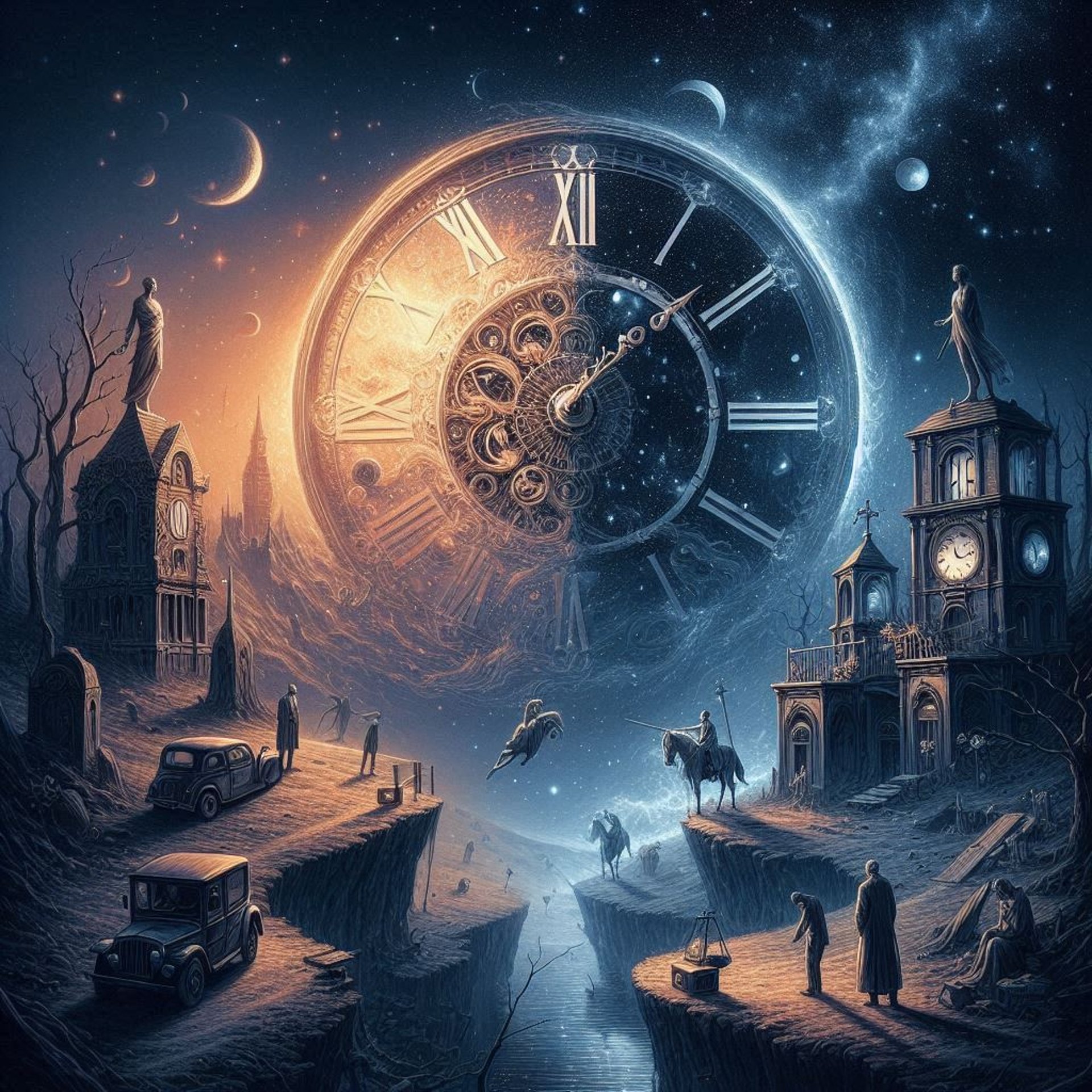 grayscale photo of hour glass on rock