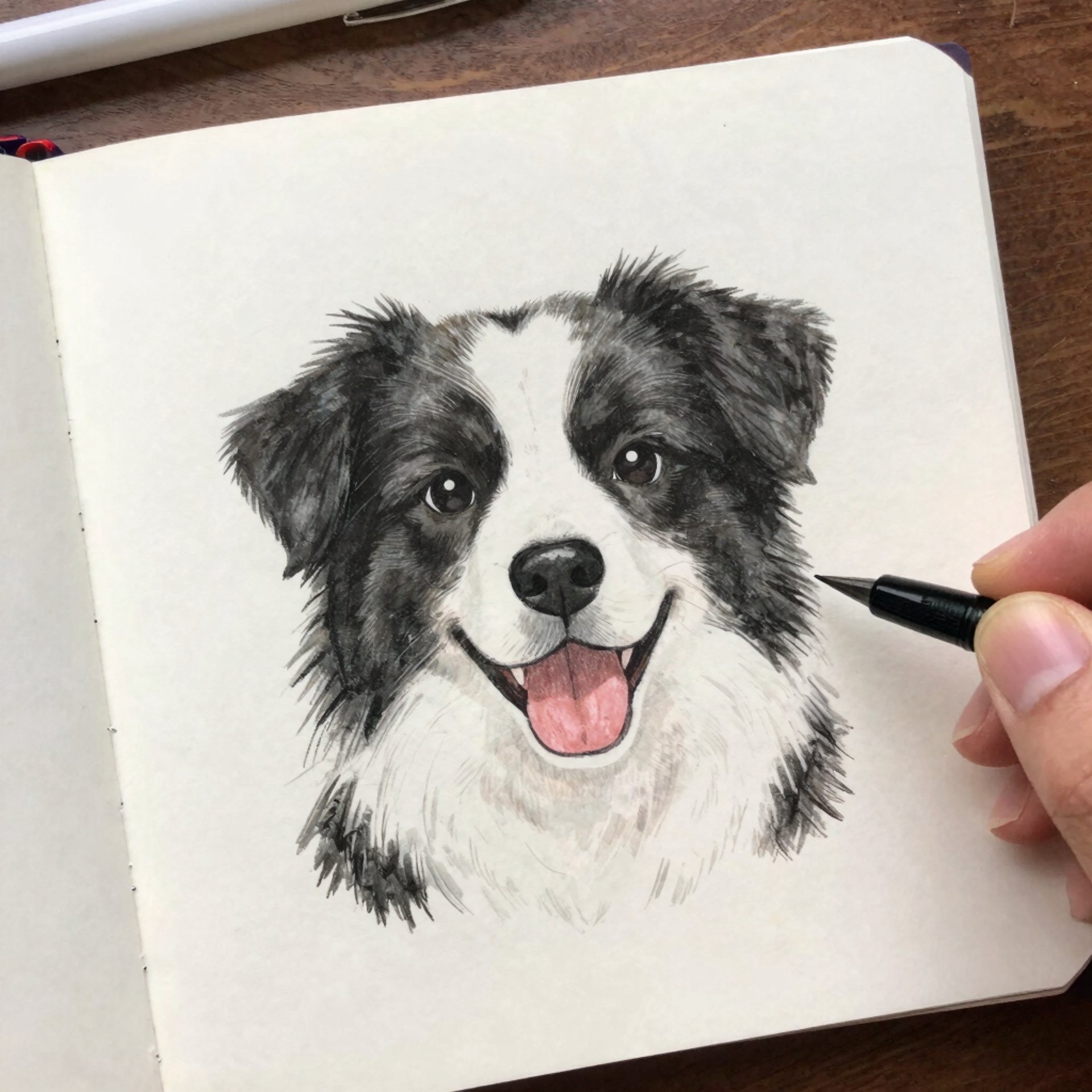 mano humana ilustrando un perro 
