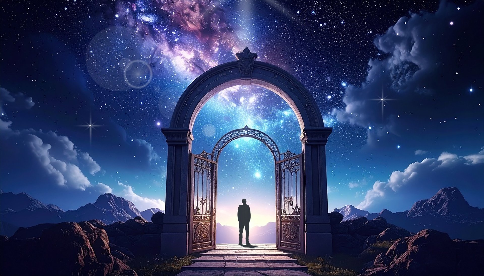 an abstract photo of a curved building with a blue sky in the background