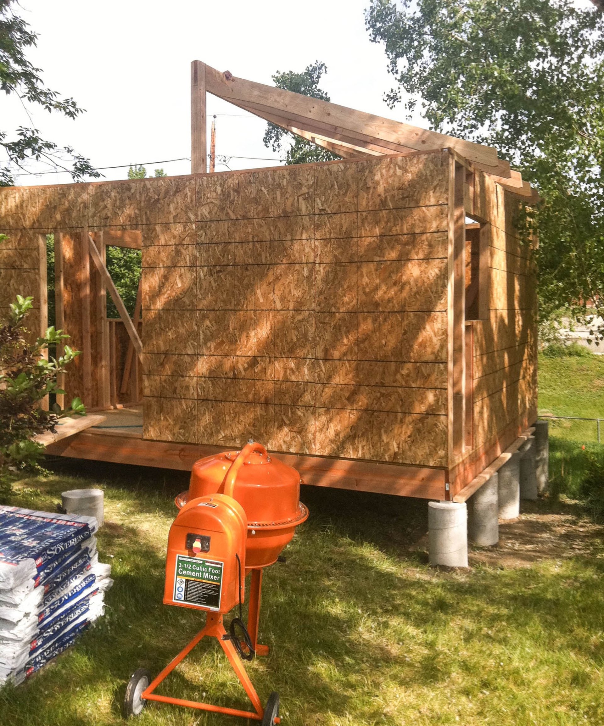 Brewer Construction building a custom wood storage shed on concrete piers in Golden, Colorado.
