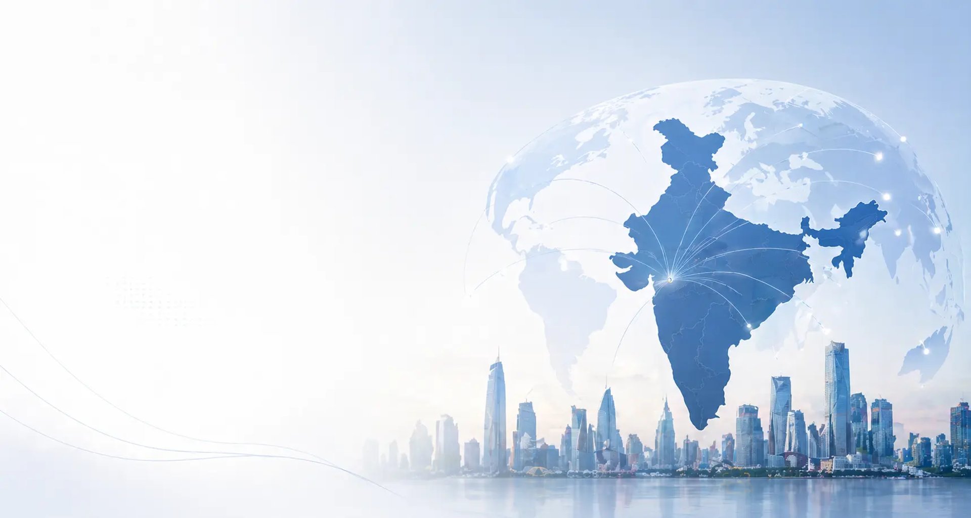 Global business expansion map highlighting India as a key hub for international trade connections