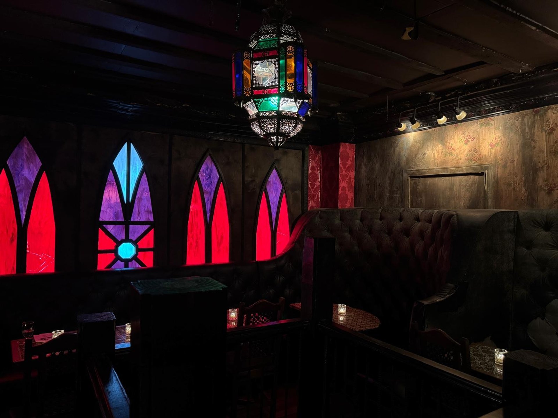 red light in dark room