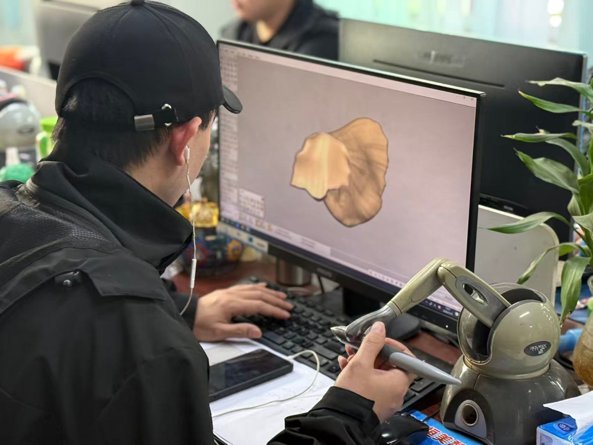 an abstract photo of a curved building with a blue sky in the background