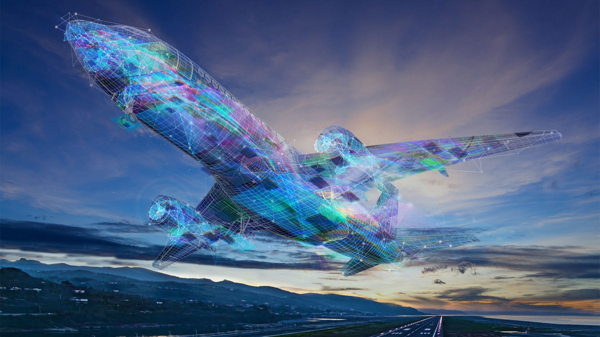 white airplane flying over city during night time