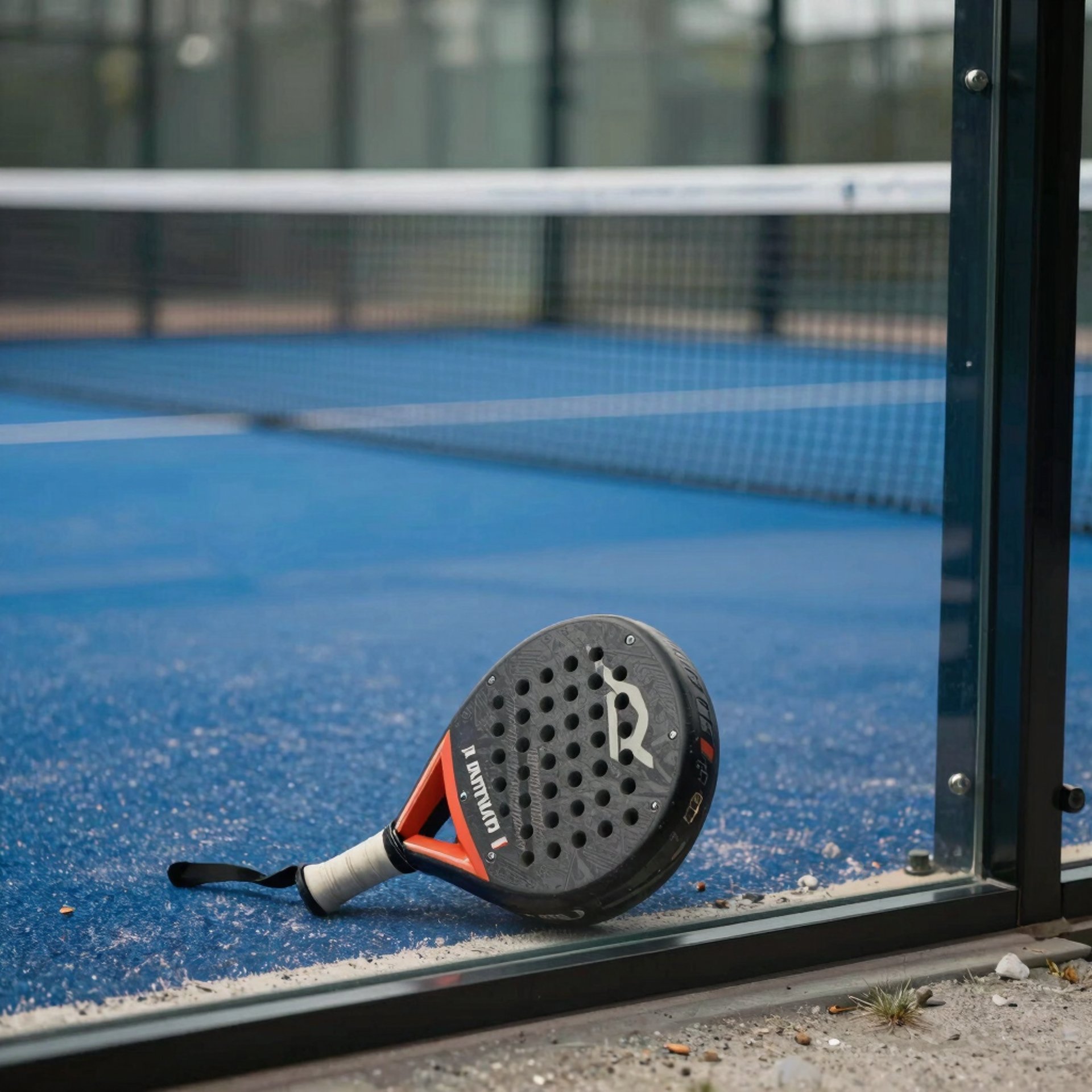 tennis rackets and balls on a tennis court