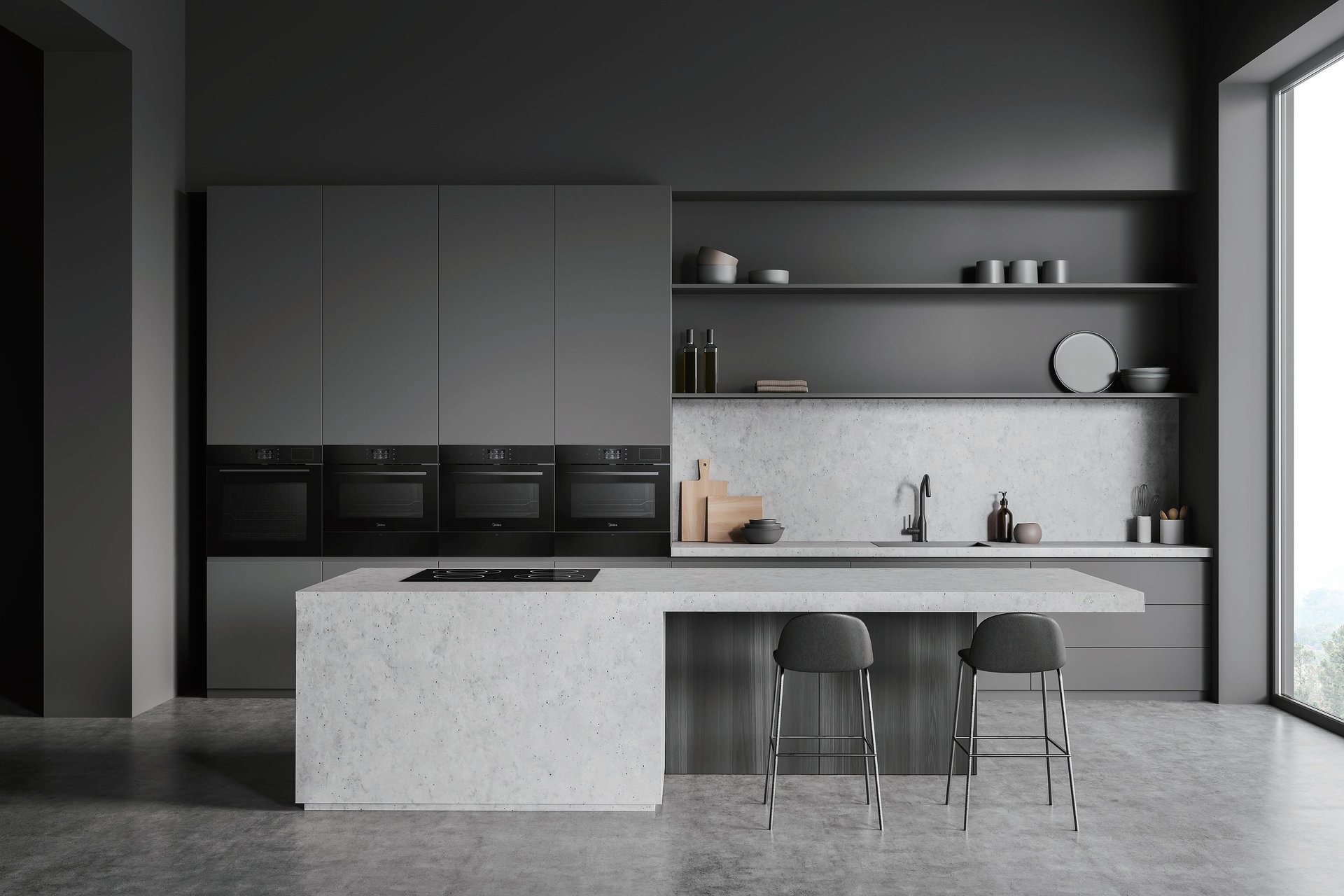 an abstract photo of a curved building with a blue sky in the background