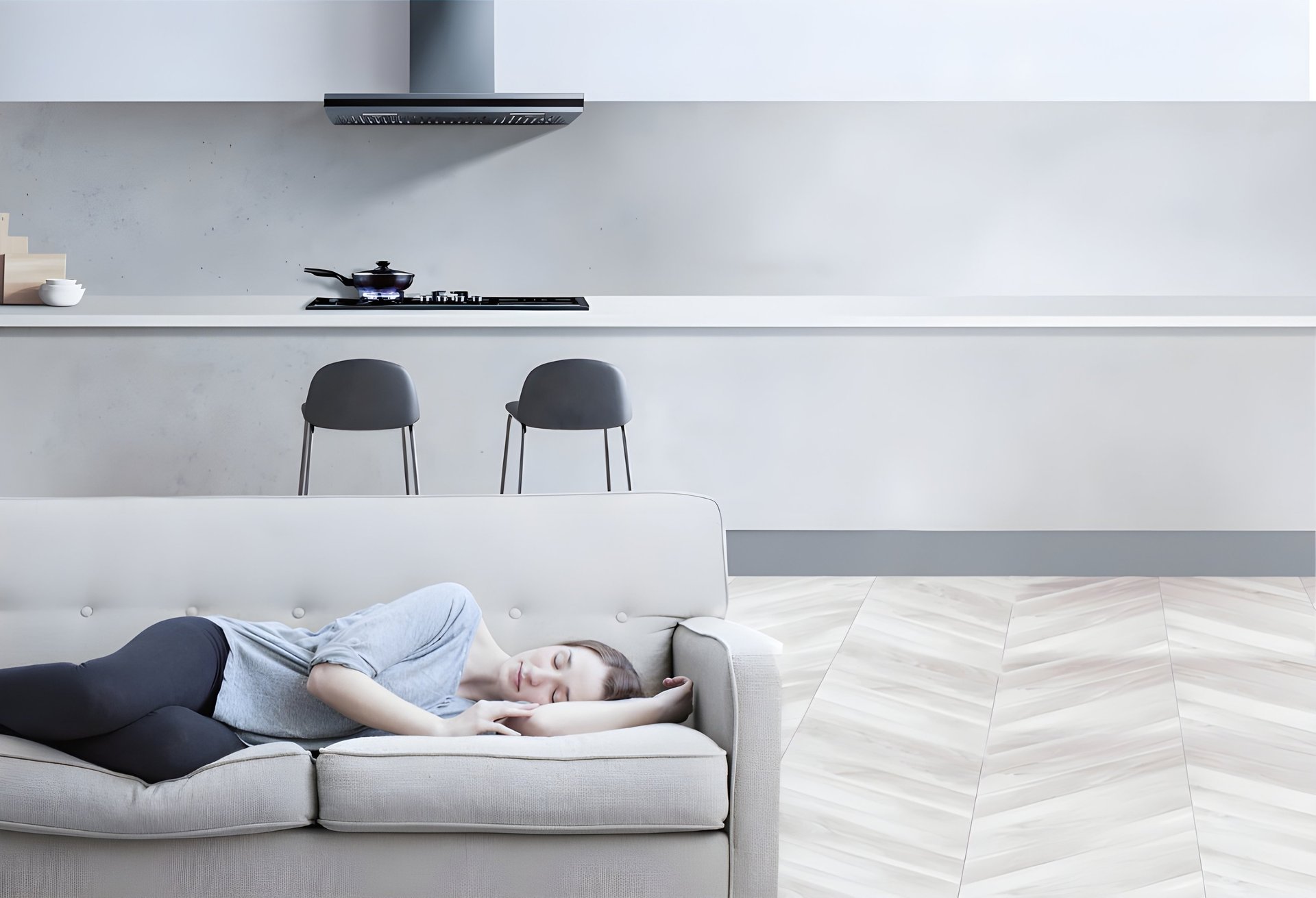 an abstract photo of a curved building with a blue sky in the background