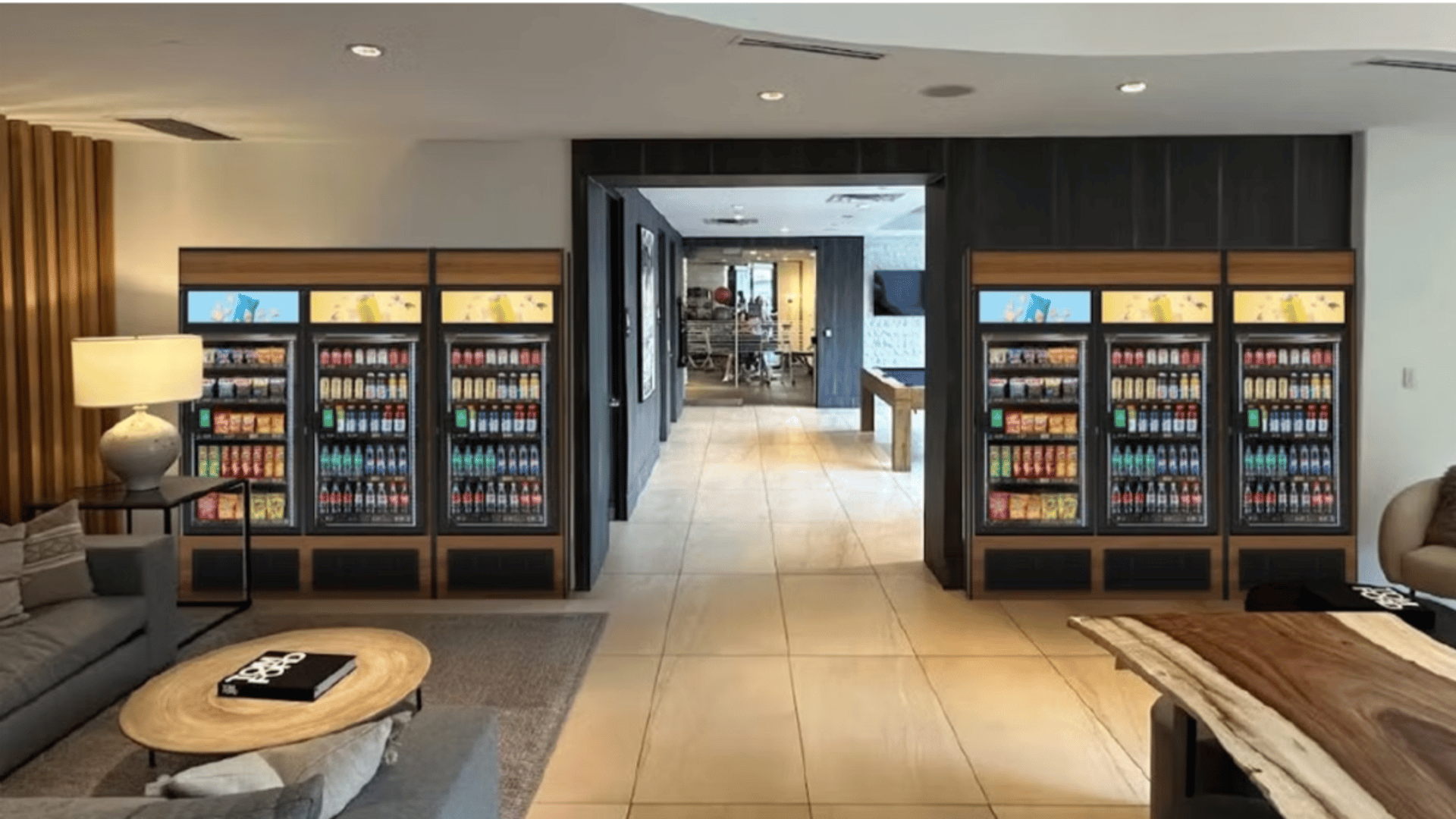 an abstract photo of a curved building with a blue sky in the background