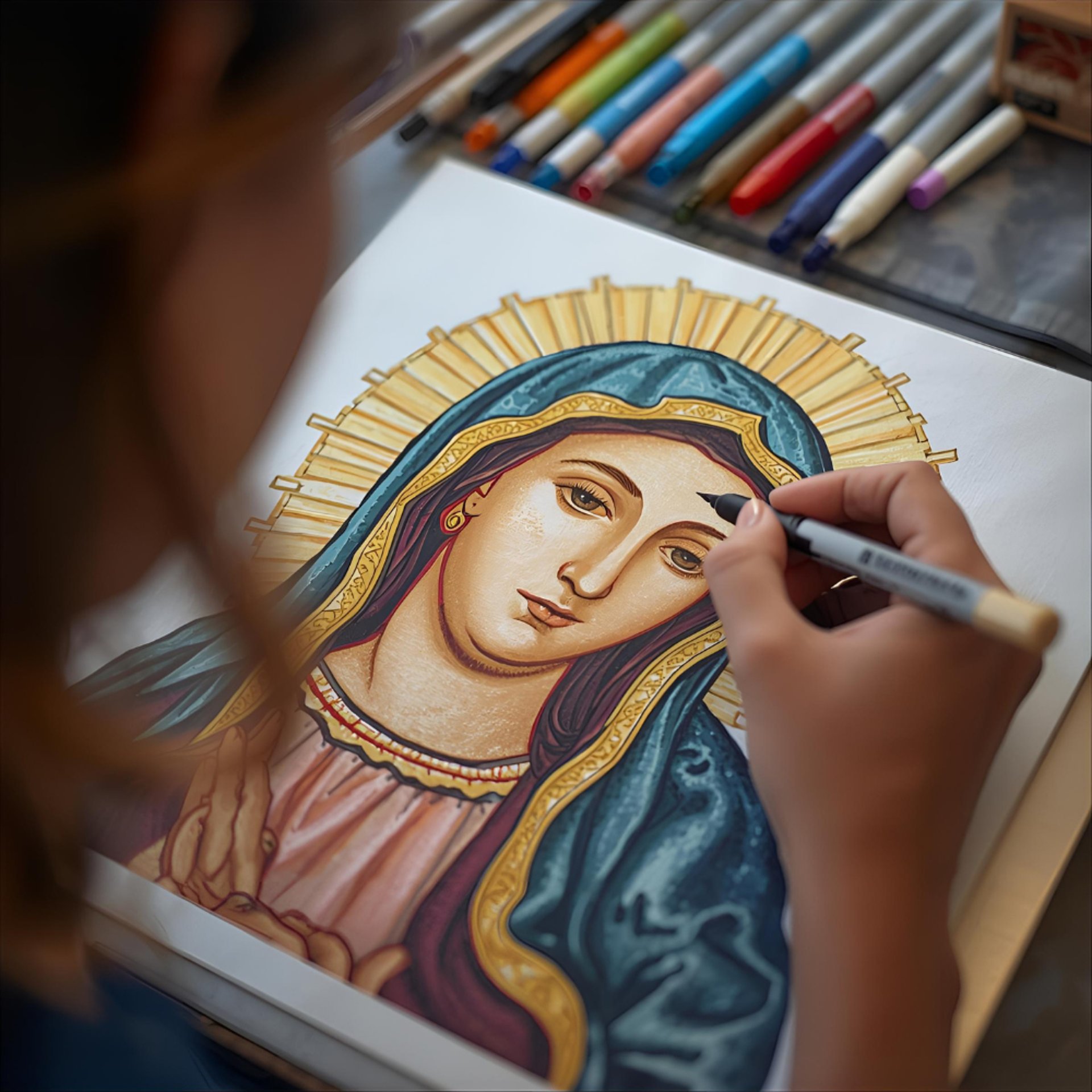 coloring pencils on notebook