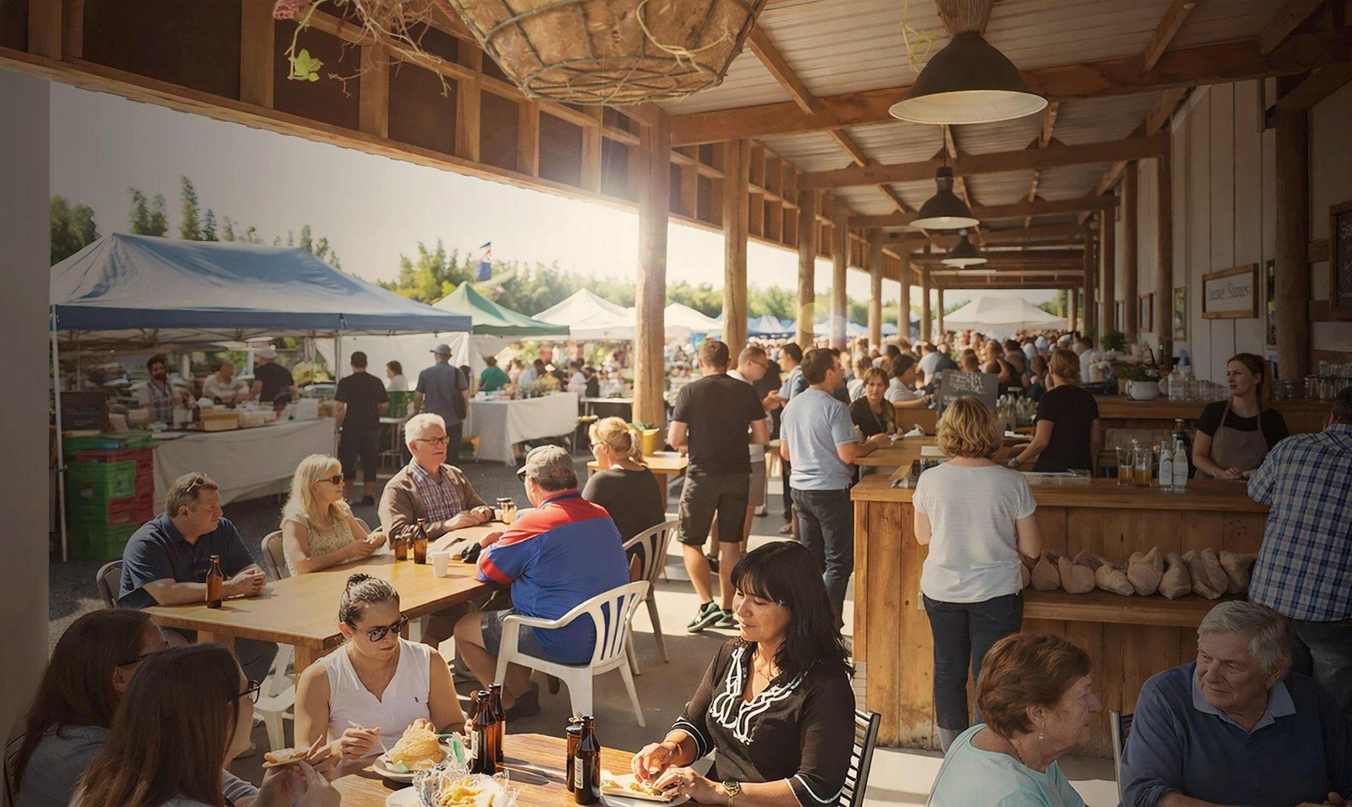 old packhouse market kerikeri under cover on a Saturday