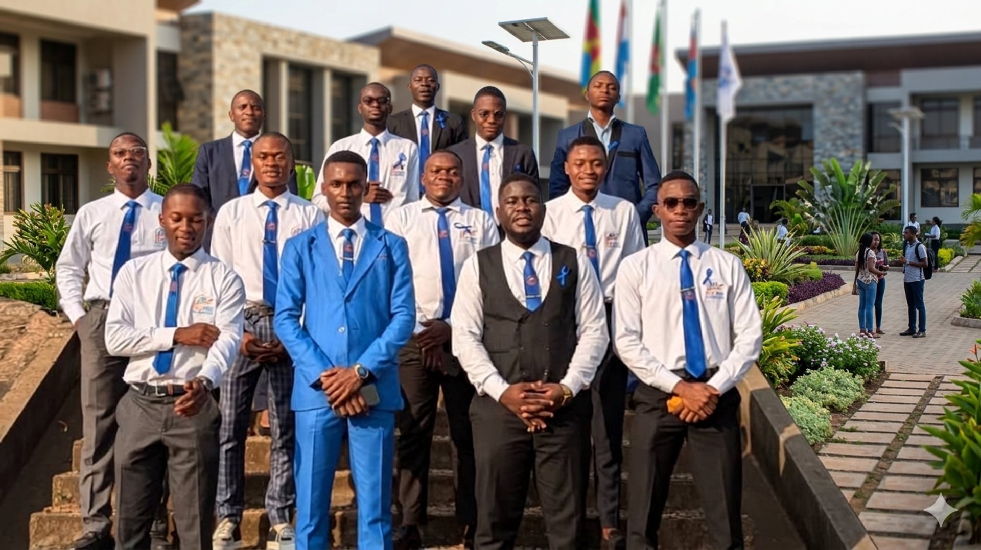 a group of people standing next to each other in graduation gowns