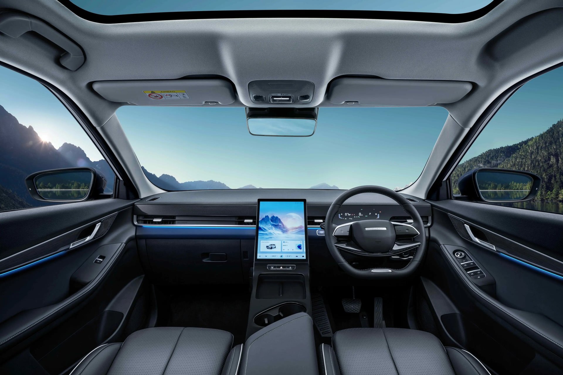 an abstract photo of a curved building with a blue sky in the background